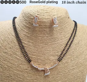 American Diamond Antique Rajwadi Long Mangalsutra with Earrings Set