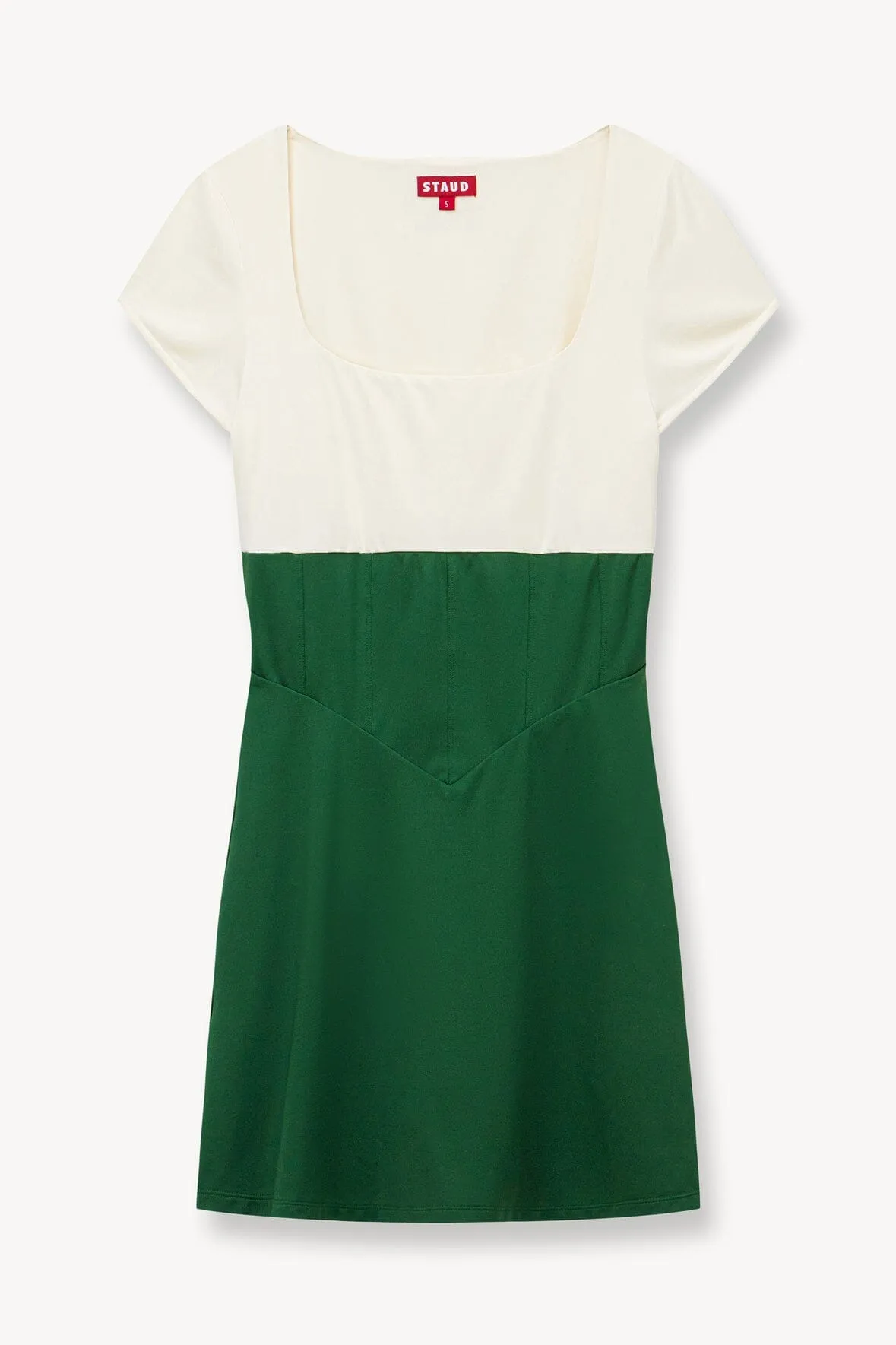 BACKSPIN DRESS | COURT GREEN IVORY
