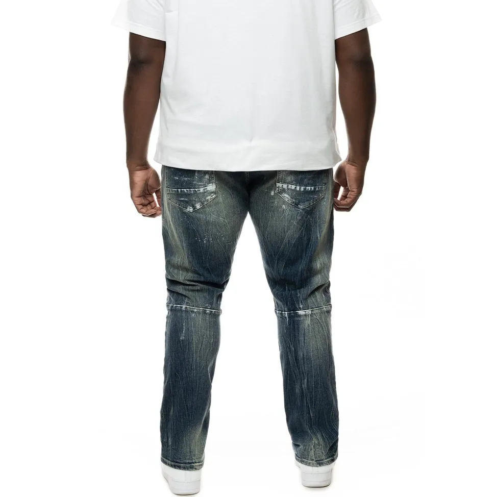 Big and Tall Patch Washed Jeans - Alley Blue