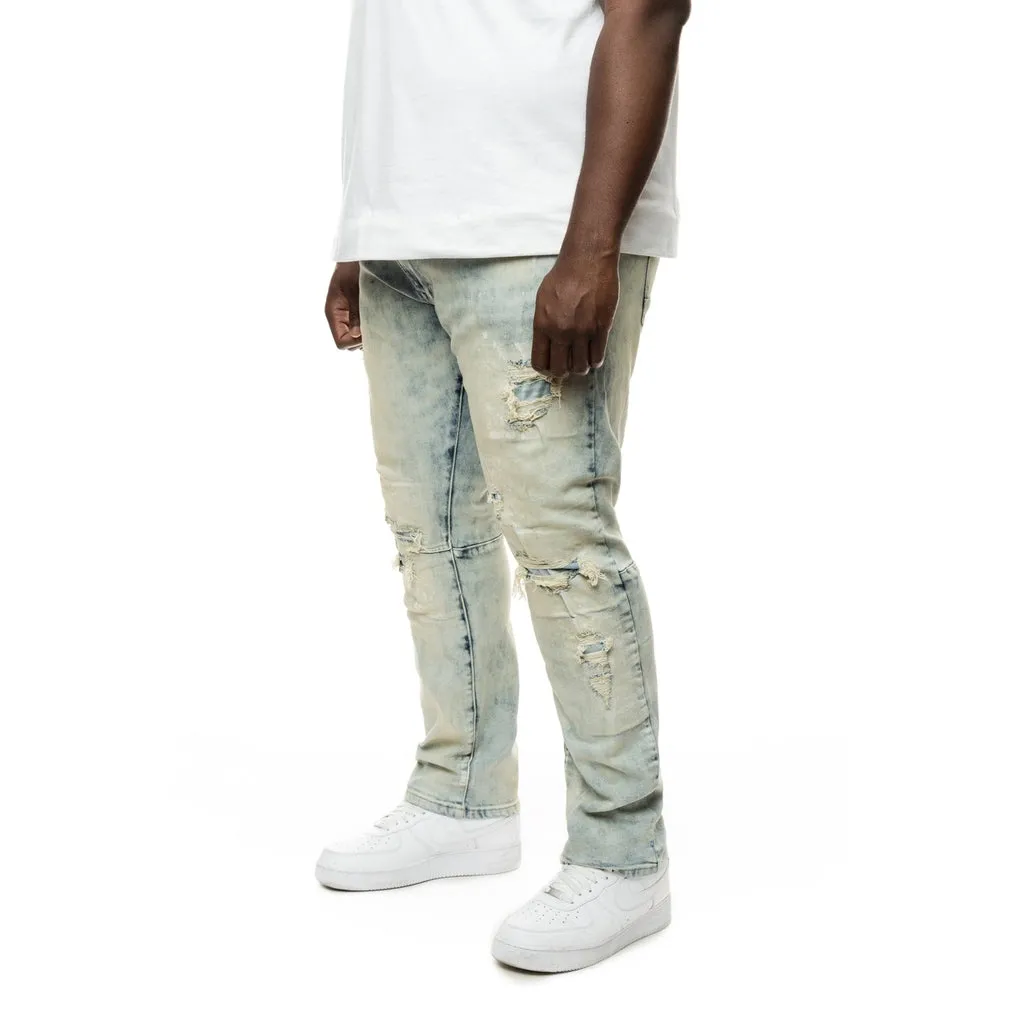 Big and Tall Patch Washed Jeans- Mojave Blue
