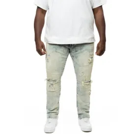 Big and Tall Patch Washed Jeans- Mojave Blue