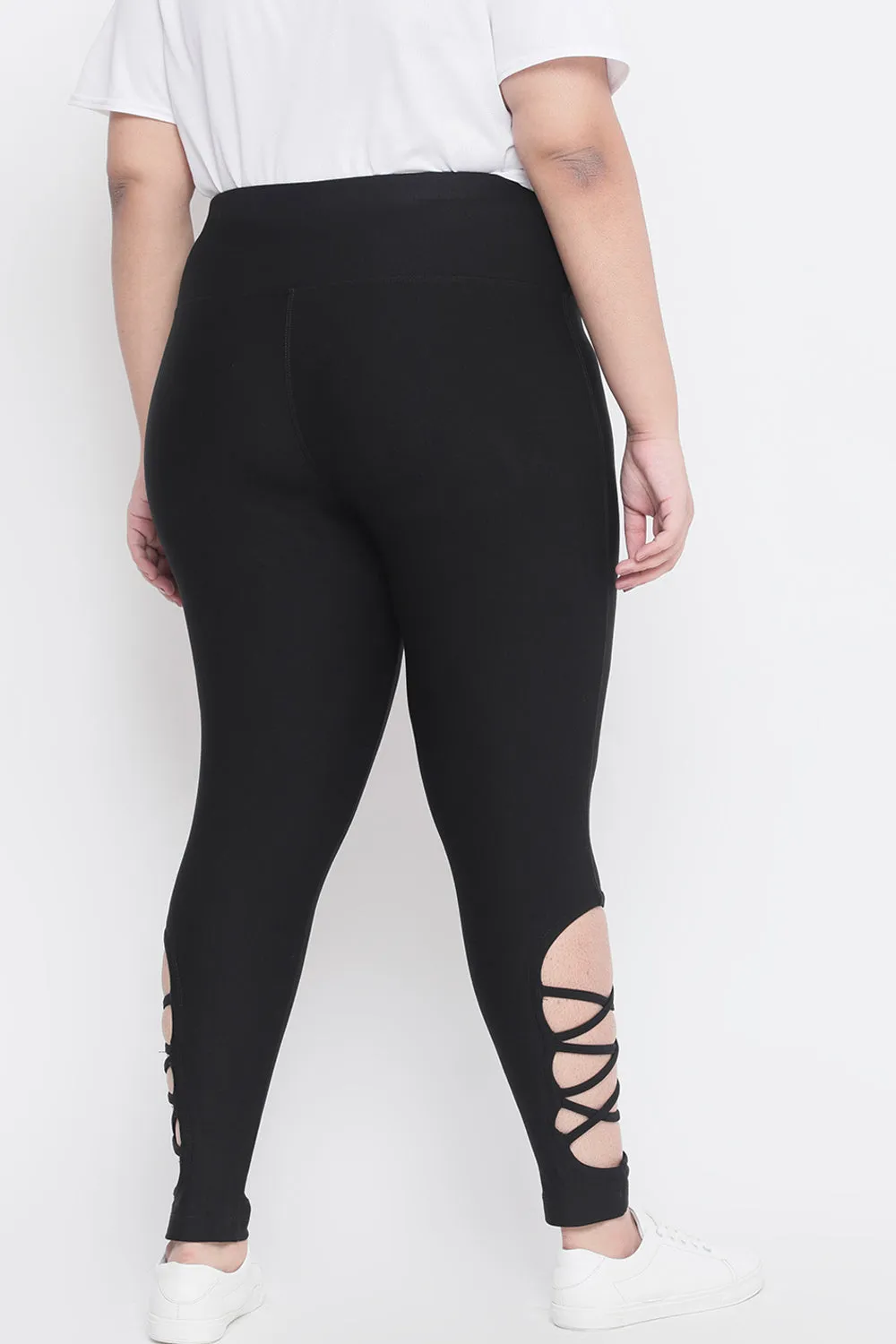 Black Criss Cross Tummy Shaper Jeggings