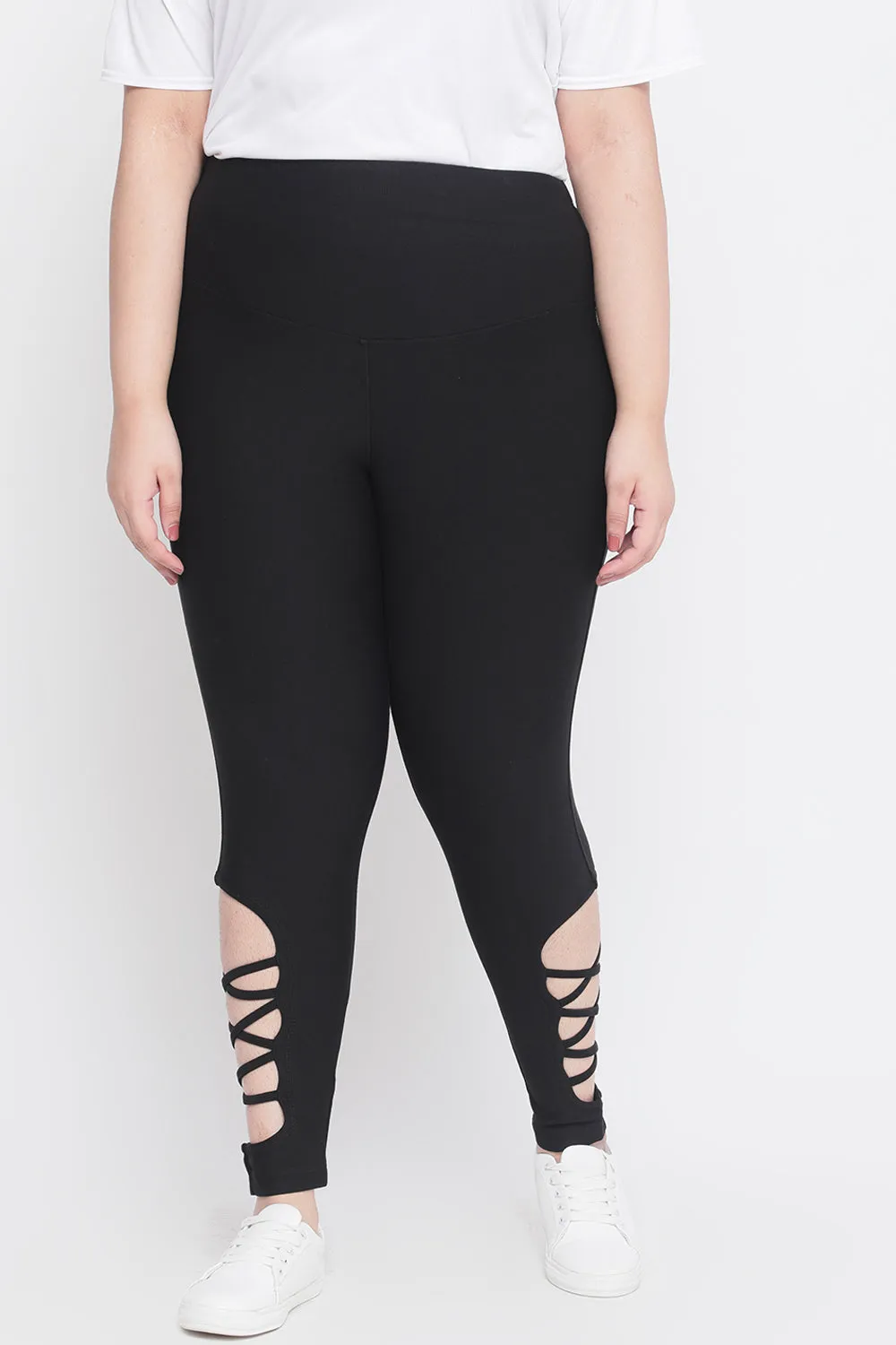 Black Criss Cross Tummy Shaper Jeggings