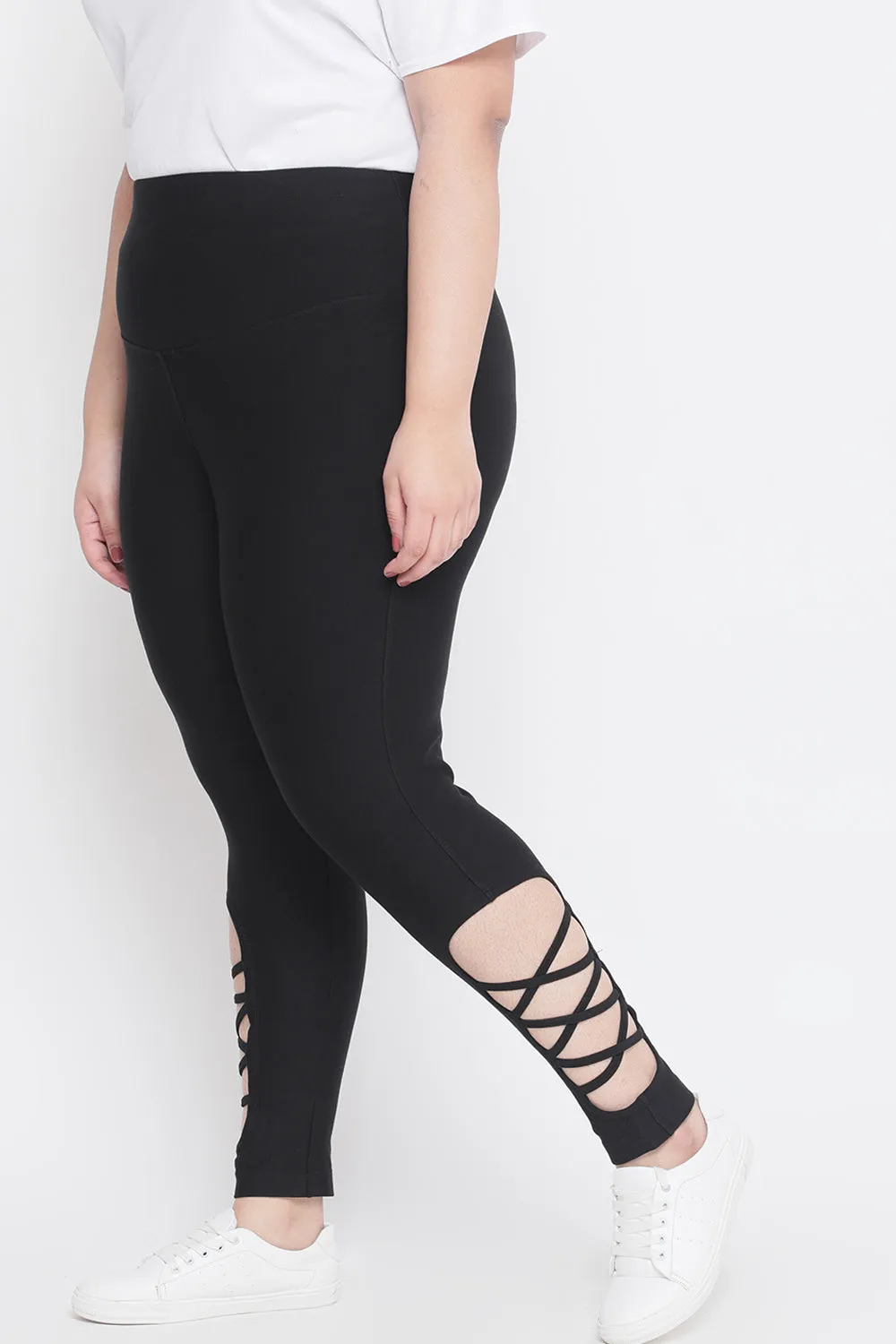Black Criss Cross Tummy Shaper Jeggings