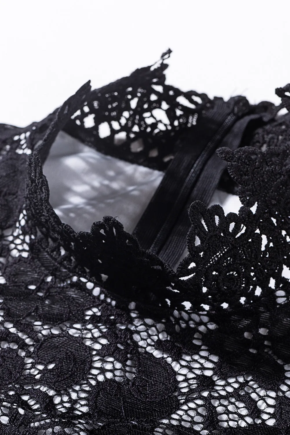 Black High Neck Lace Party Maxi Dress