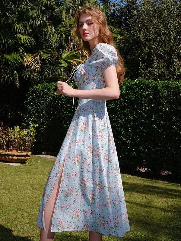 Blooming Elegance Puff-Sleeve Floral Dress