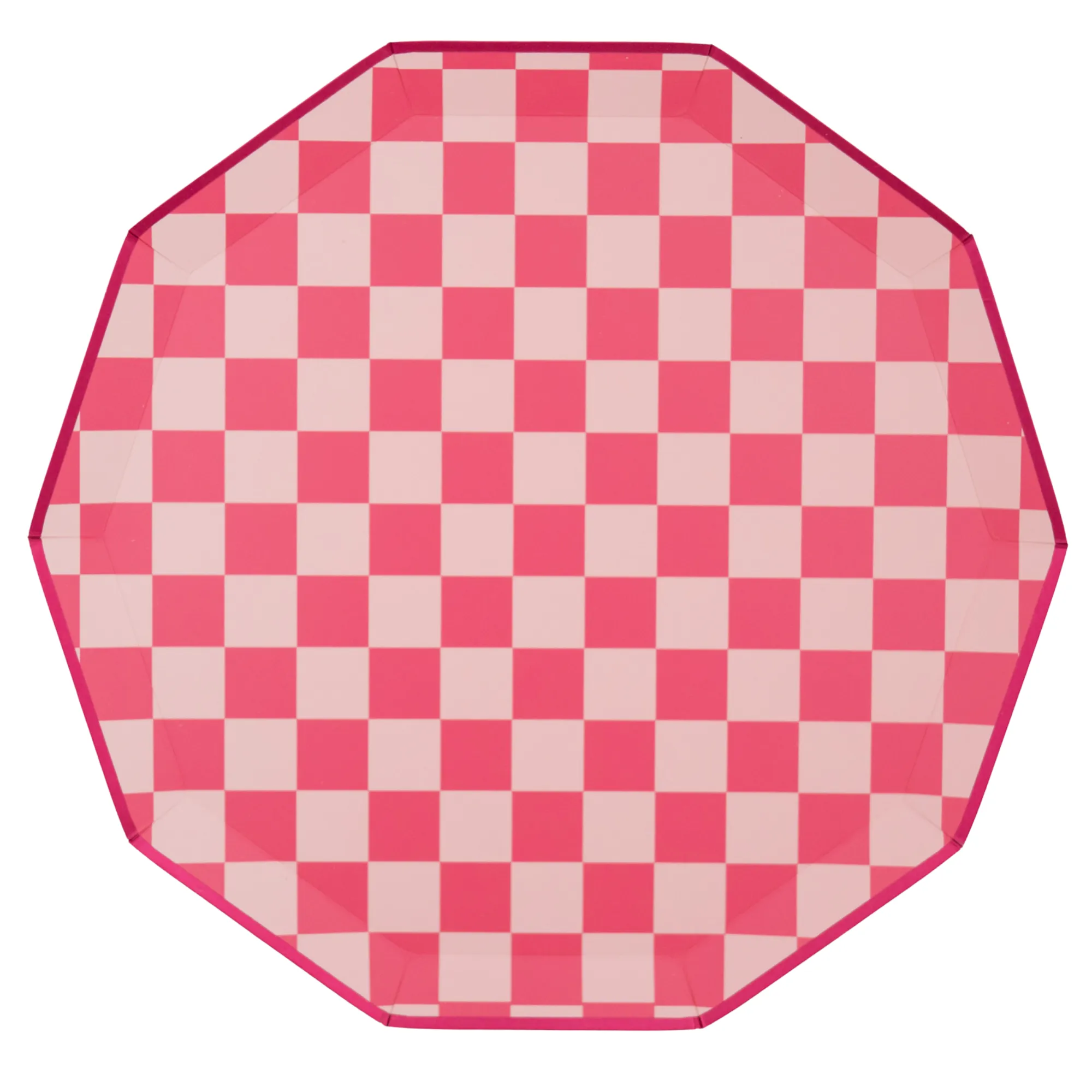 Bonjour Fête - PINK CHECKERED SIGNATURE DINNER PLATES