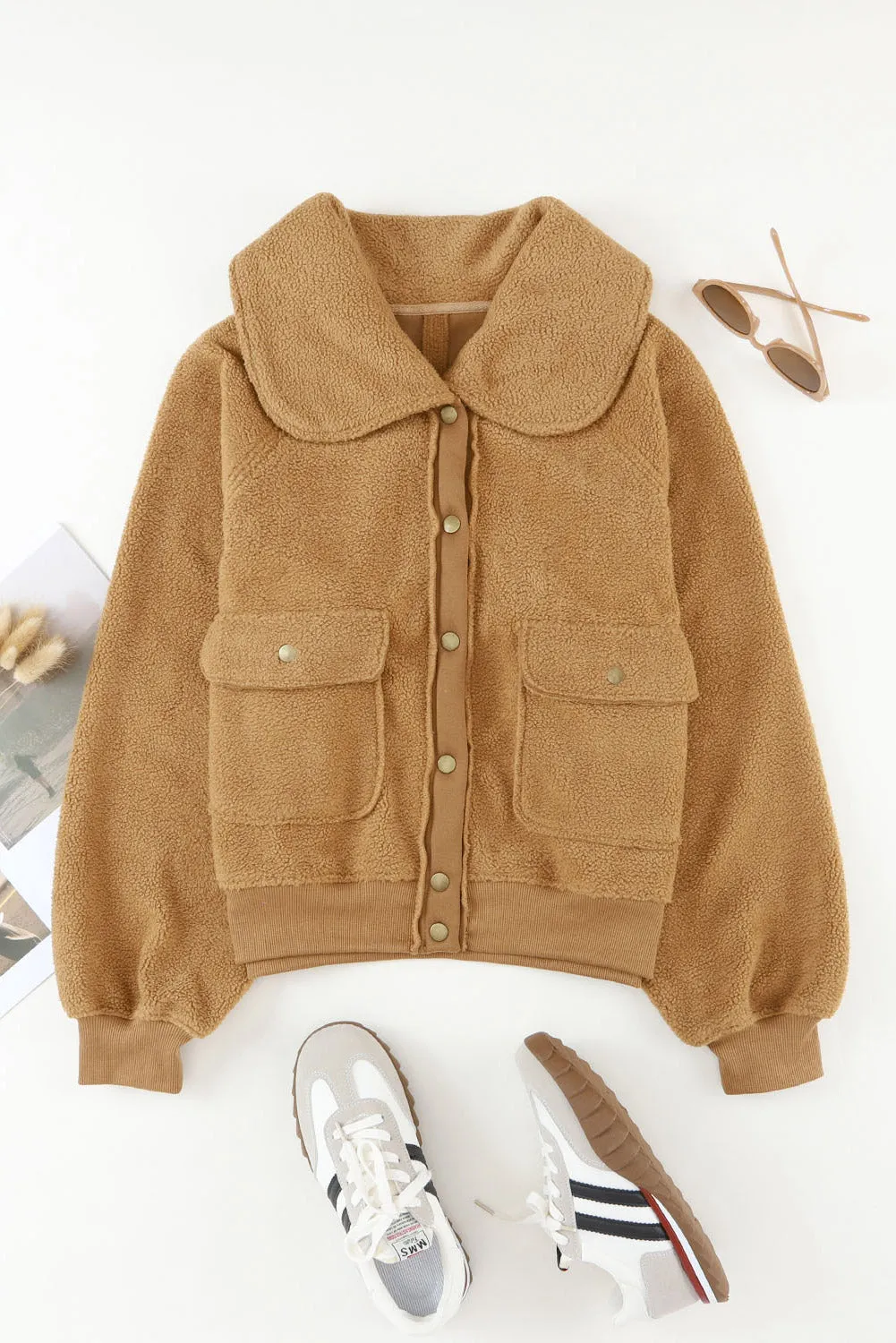 Button-Front Sherpa Jacket
