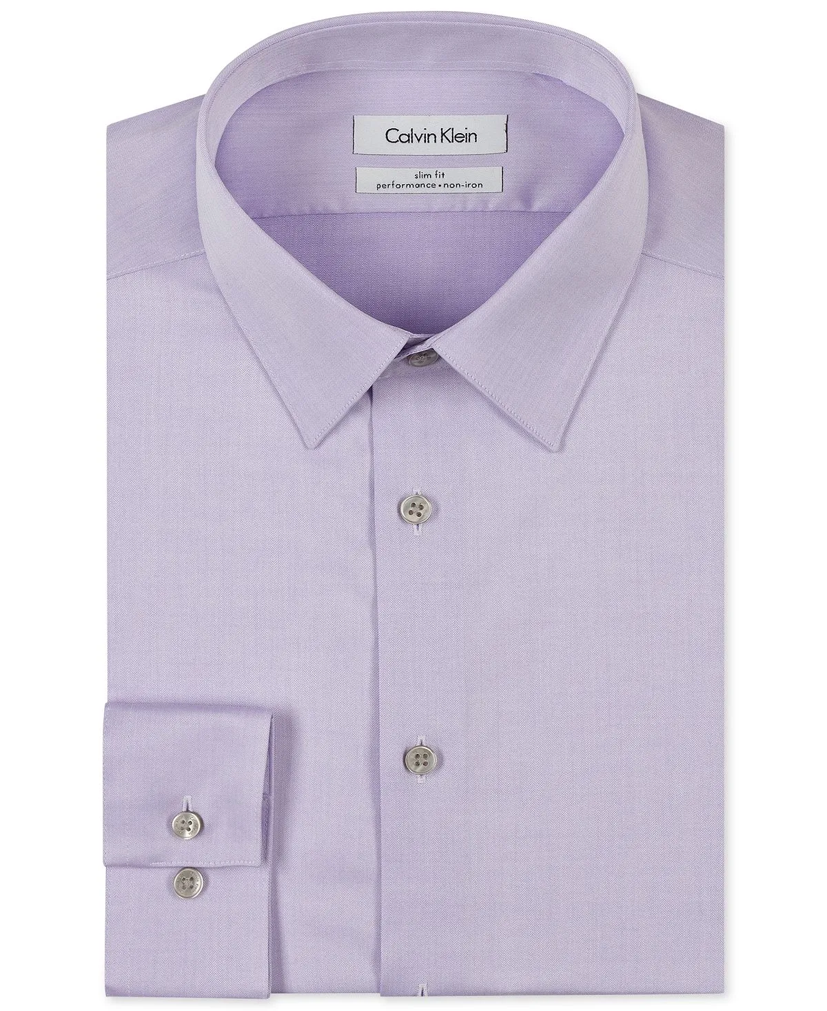 Calvin Klein Men's Slim Fit Non Iron Performance Herringbone Collar Dress Shirt lilac