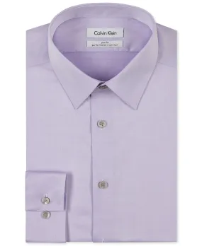 Calvin Klein Men's Slim Fit Non Iron Performance Herringbone Collar Dress Shirt lilac