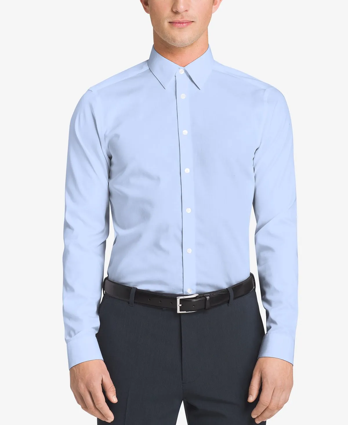 Calvin Klein Men's Slim Fit Non Iron Performance Herringbone Collar Dress Shirt lilac