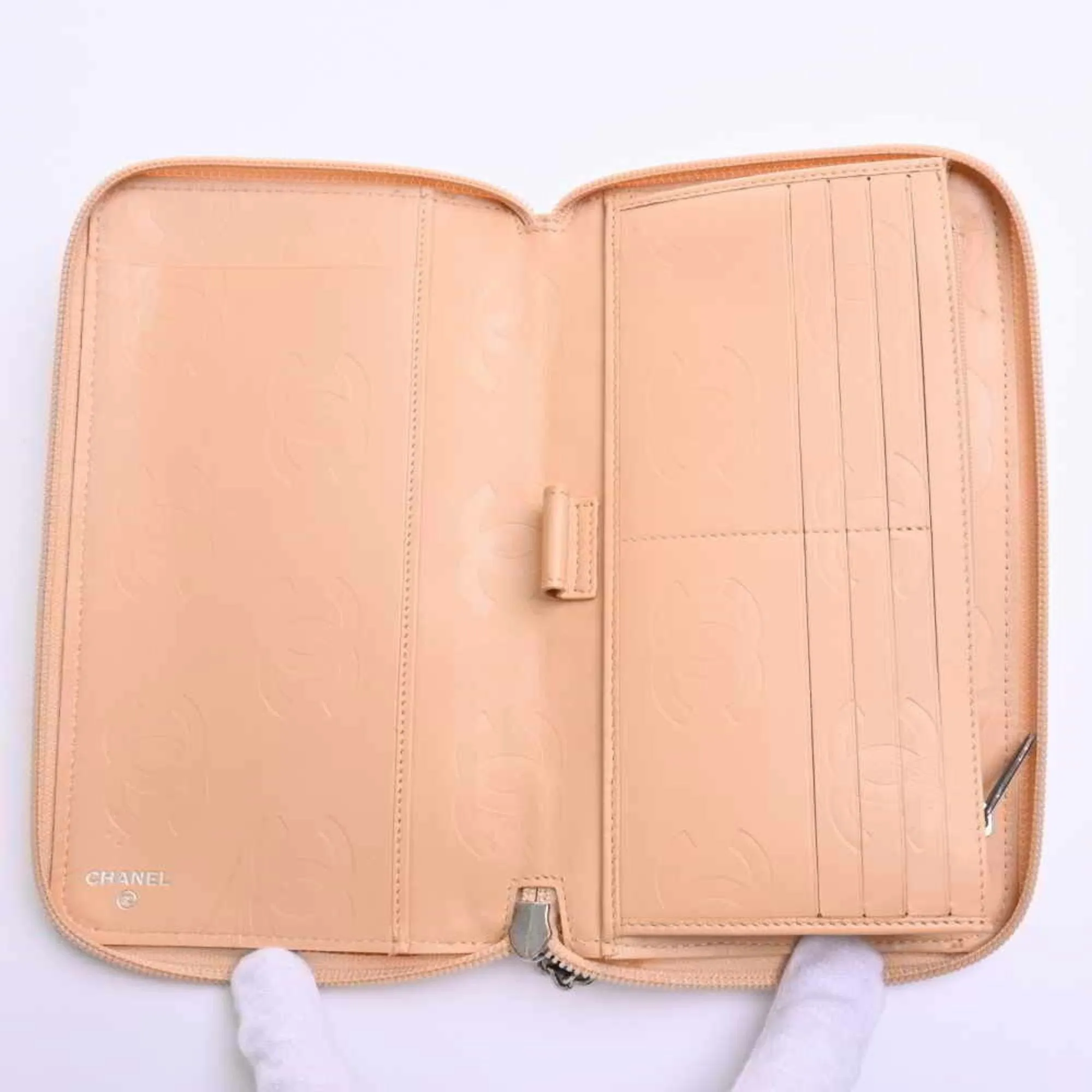 Chanel Beige Leather Cambon line wallet accessories