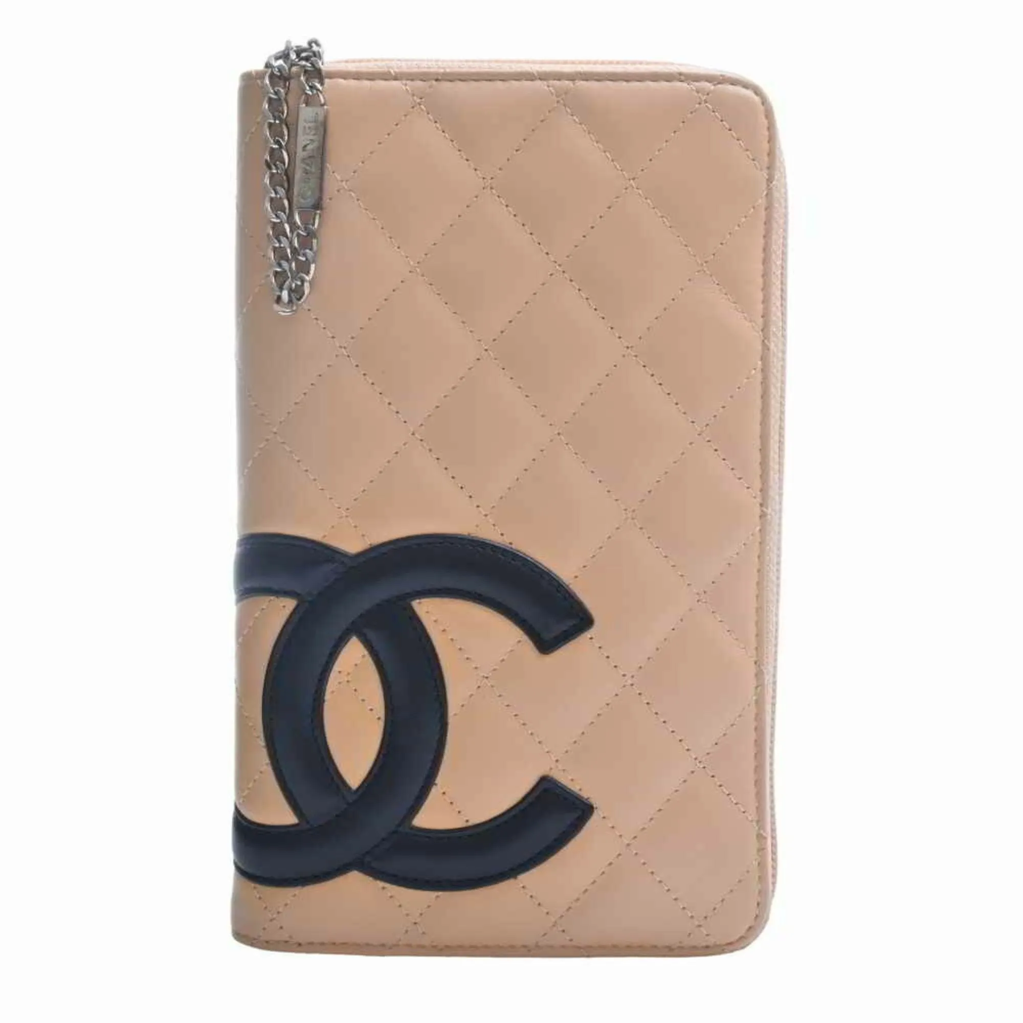 Chanel Beige Leather Cambon line wallet accessories
