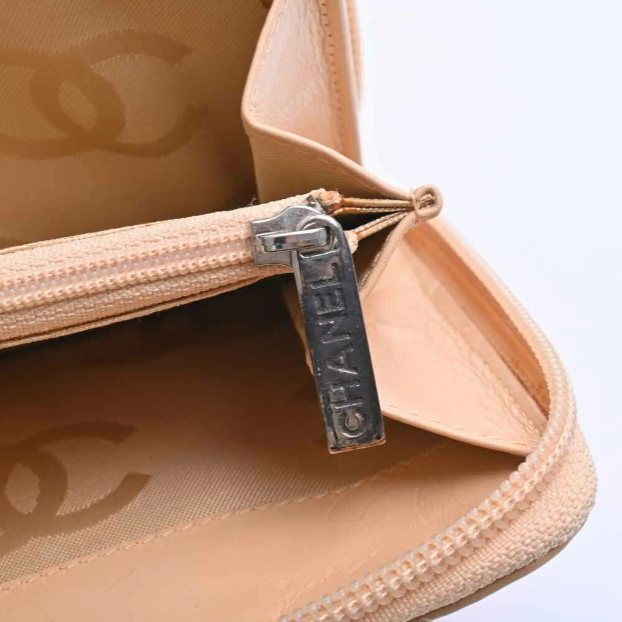 Chanel Beige Leather Cambon line wallet accessories