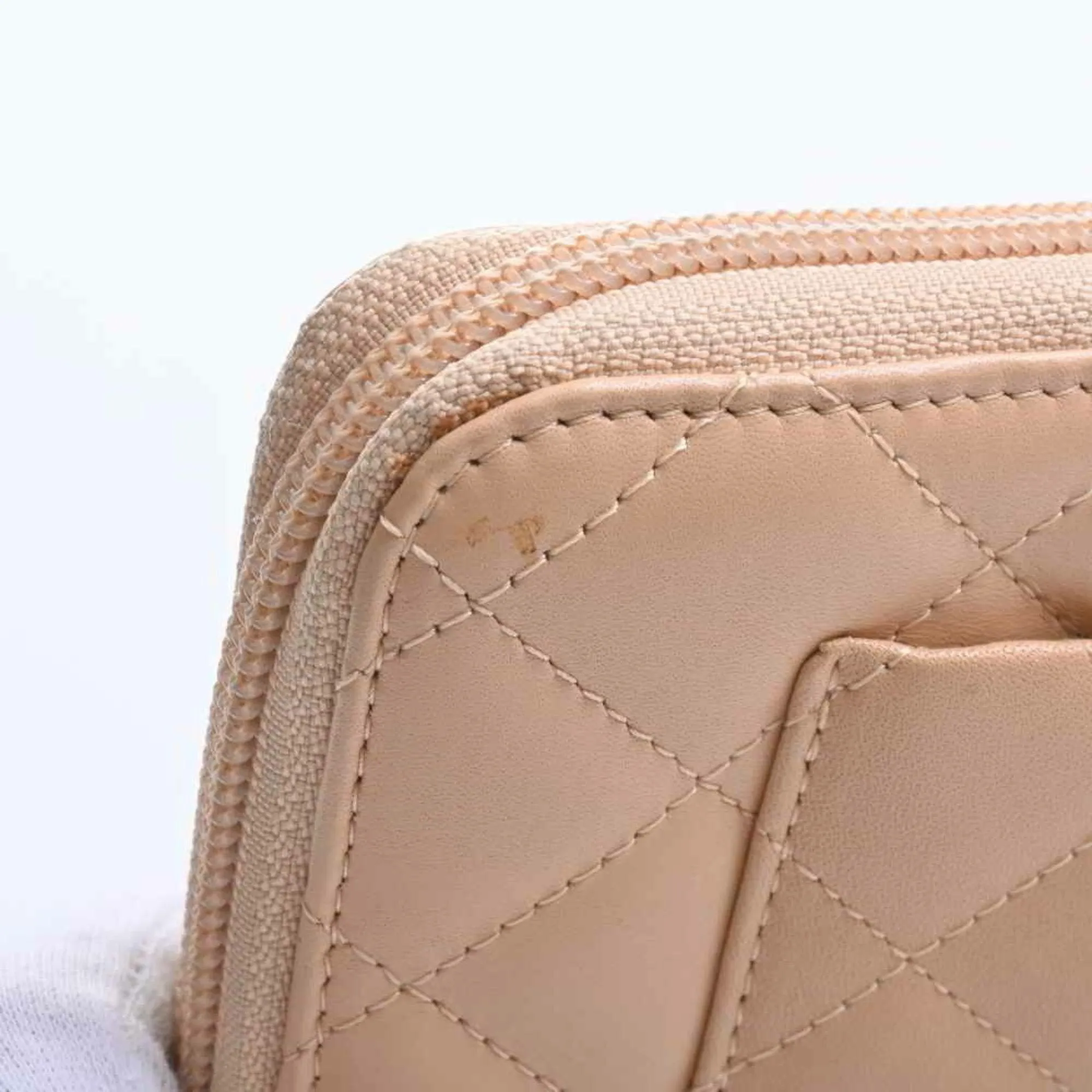Chanel Beige Leather Cambon line wallet accessories