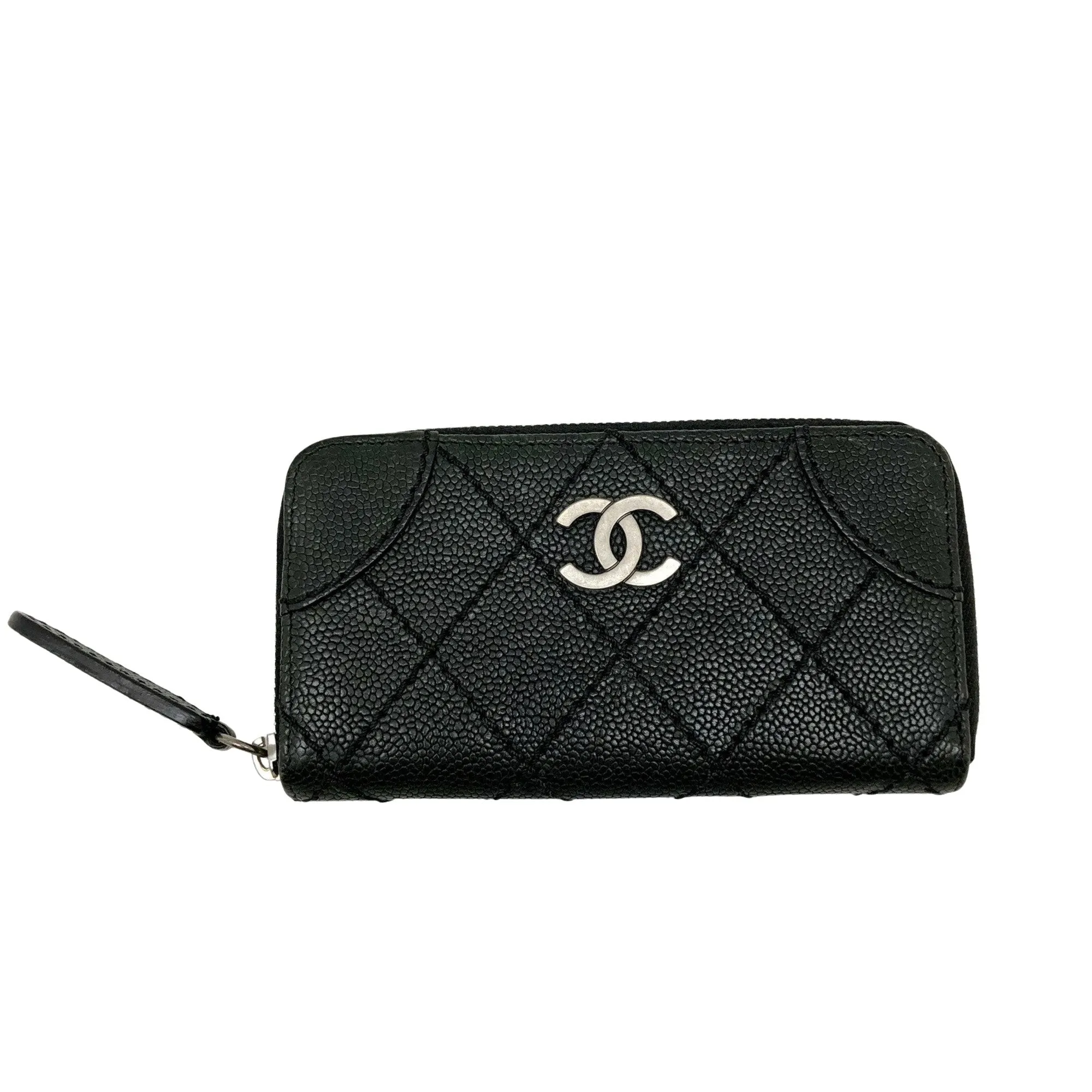 Chanel Black Leather Portefeuille Zippe wallet accessories