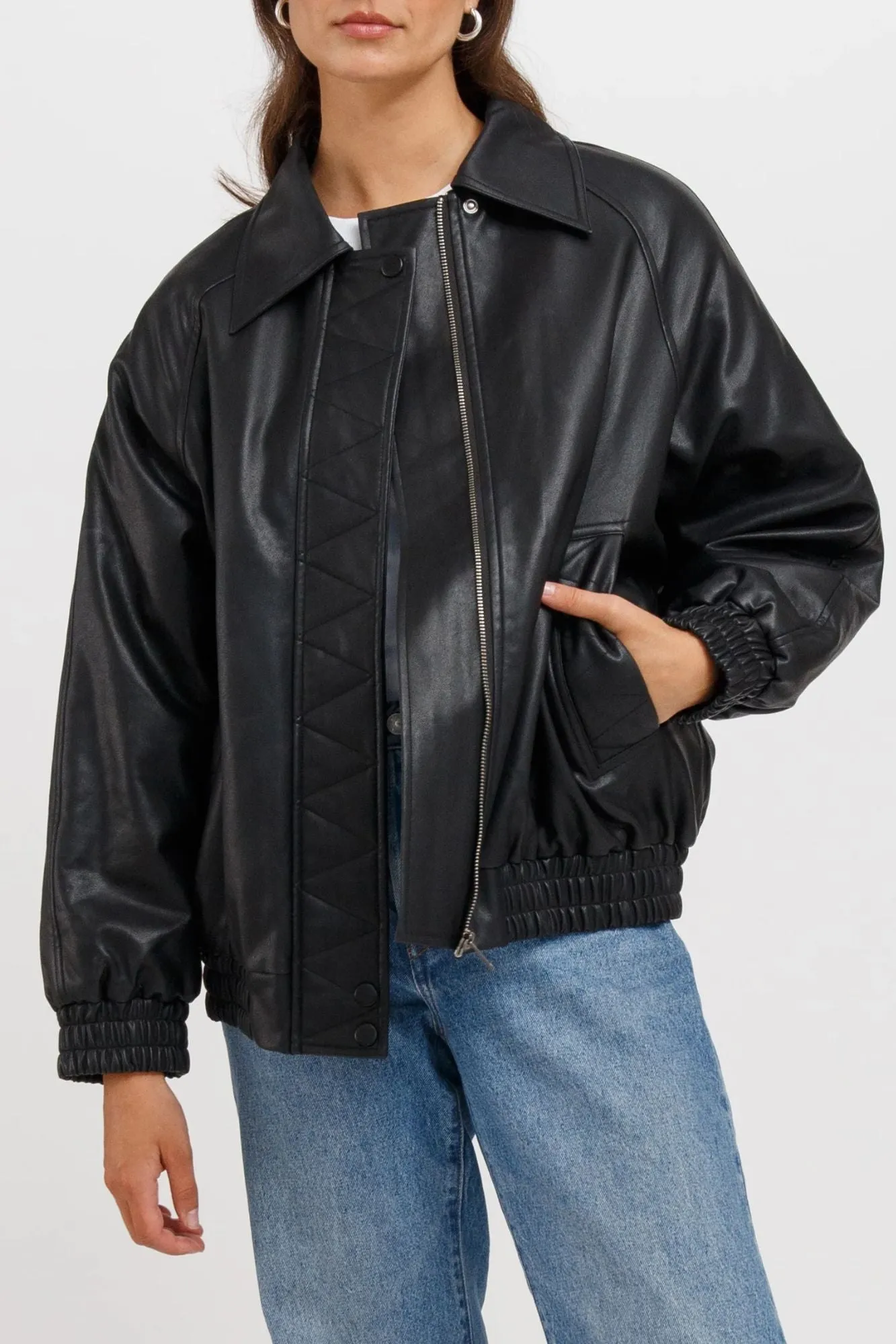 Christine Oversized Vegan Leather Bomber