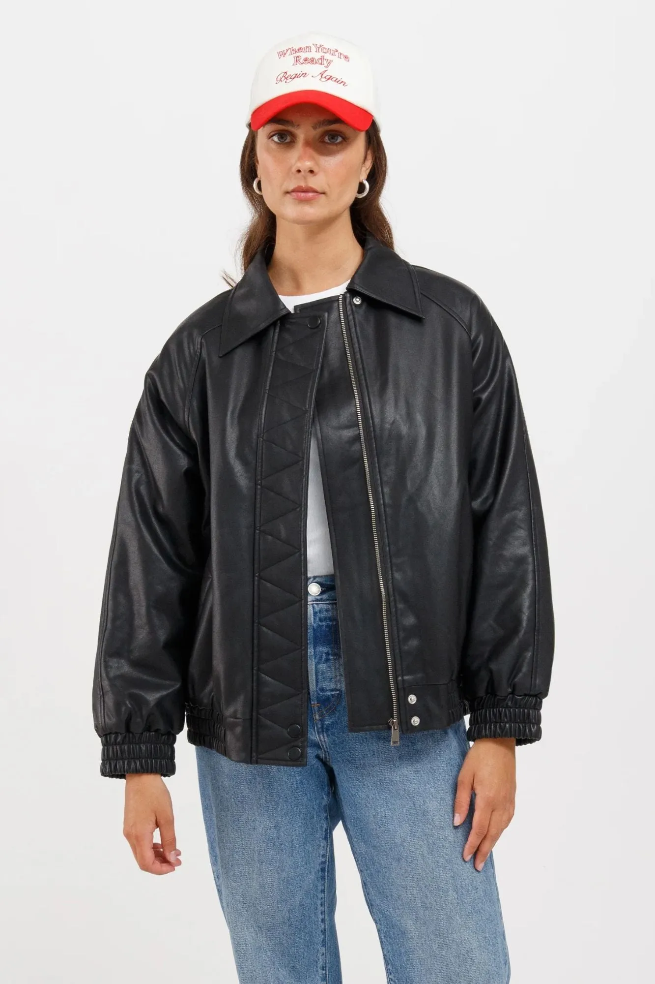 Christine Oversized Vegan Leather Bomber
