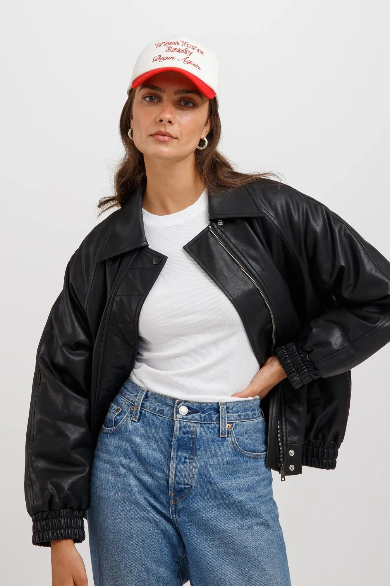 Christine Oversized Vegan Leather Bomber