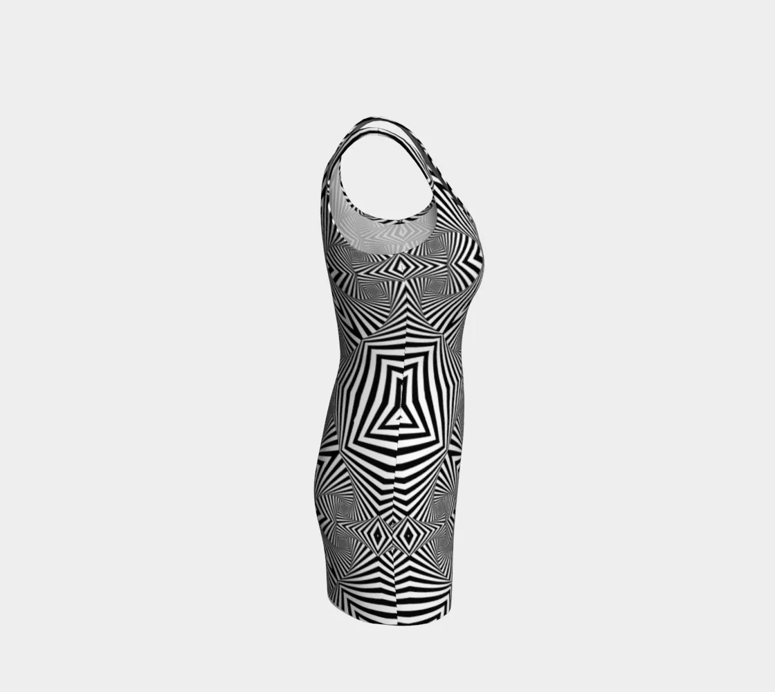 Closed Eye Visuals Bodycon Dress | Hubert S