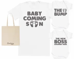 Coming Soon Maternity Hospital Gift Set Bag with Hospital T - Shirt & New Baby Bodysuit