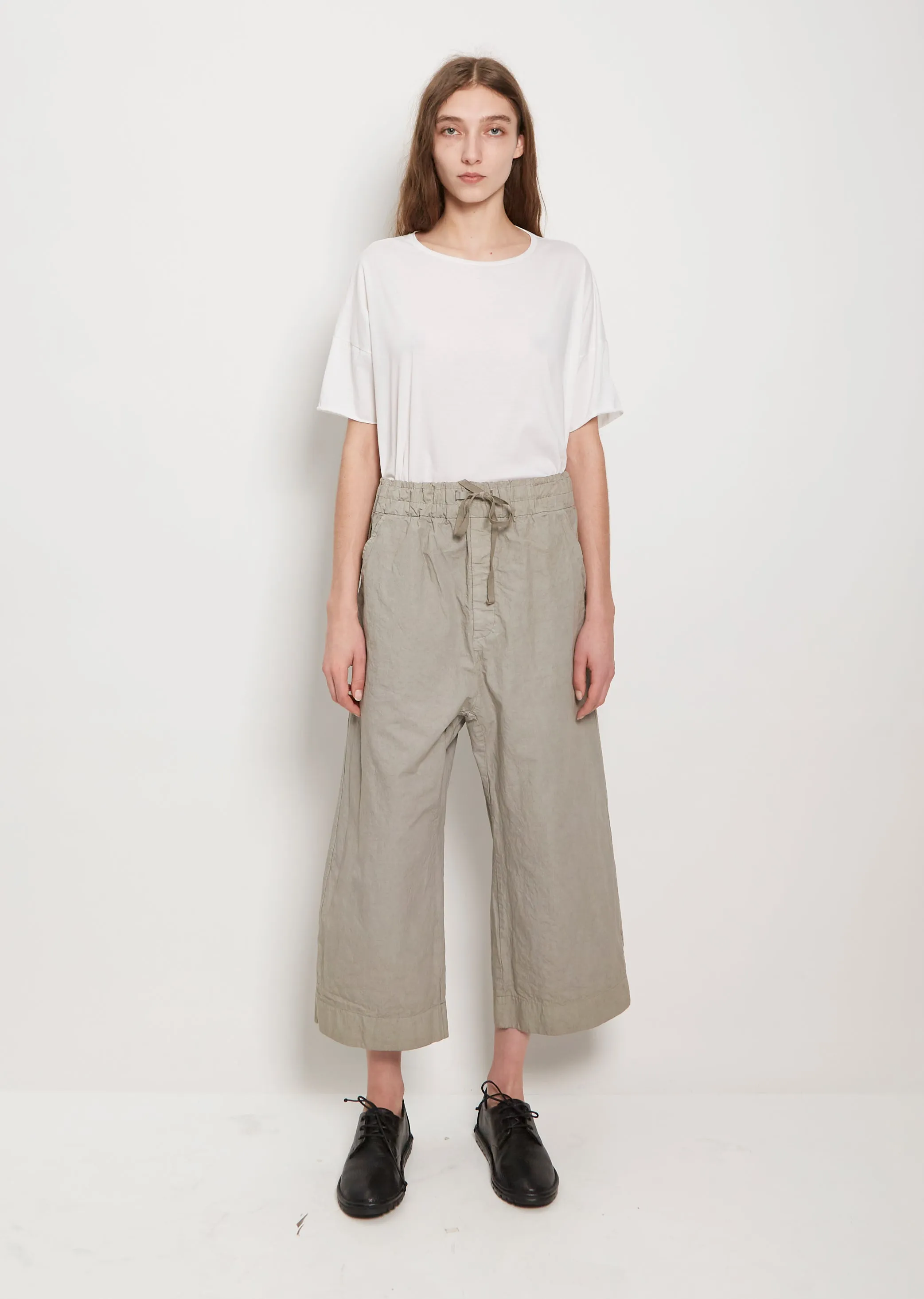 Cotton Canvas Wide & Short Trousers