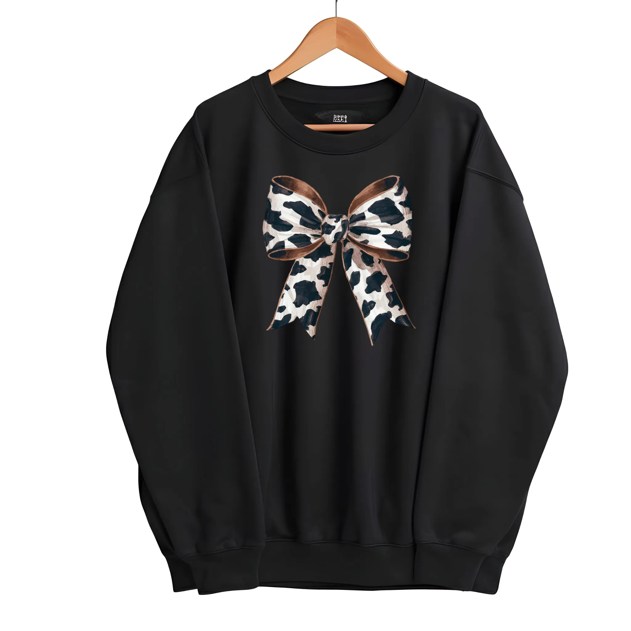 Cow Print Bow Sweatshirt