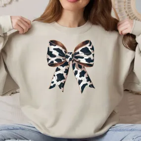 Cow Print Bow Sweatshirt