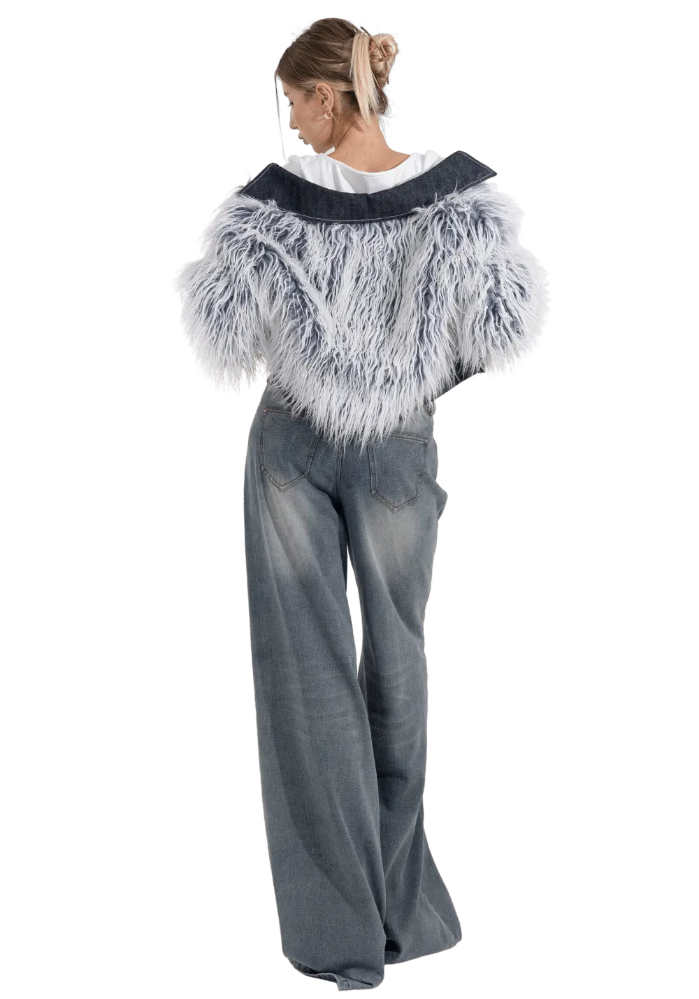 Denim Patchwork Fur Jacket