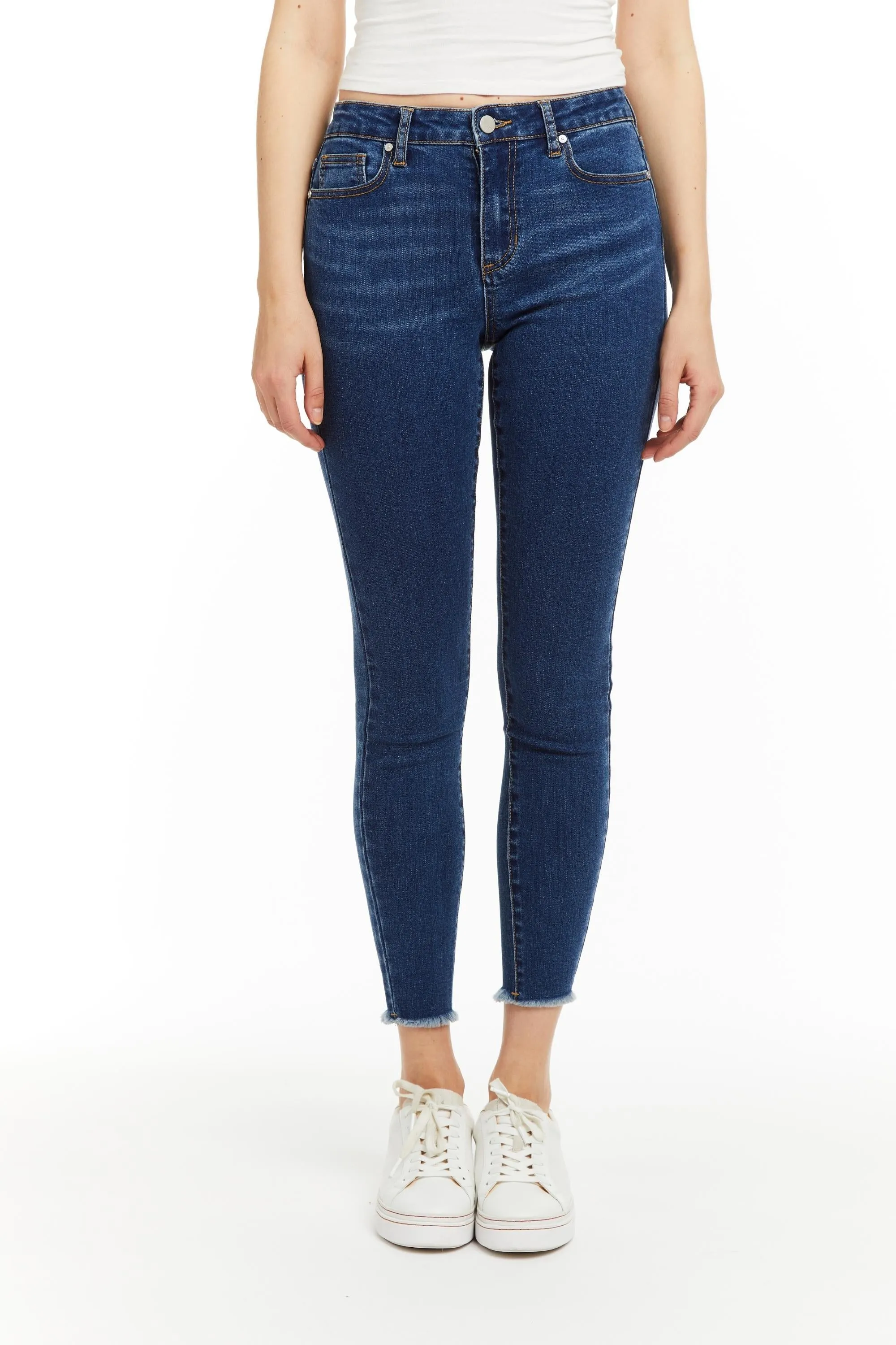 Diane - Basic Mid Rise Skinny With Fray Hem In Indigo