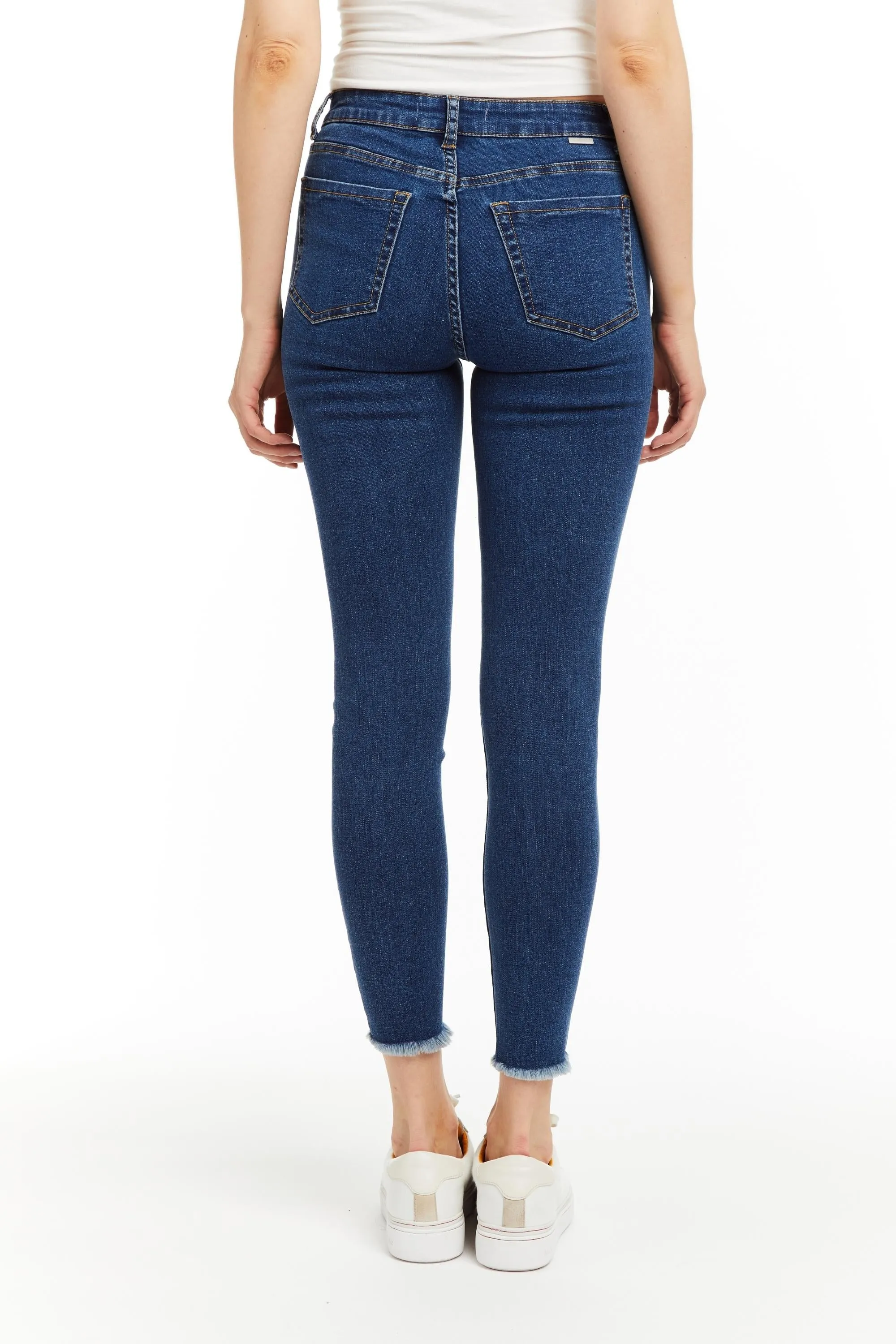 Diane - Basic Mid Rise Skinny With Fray Hem In Indigo