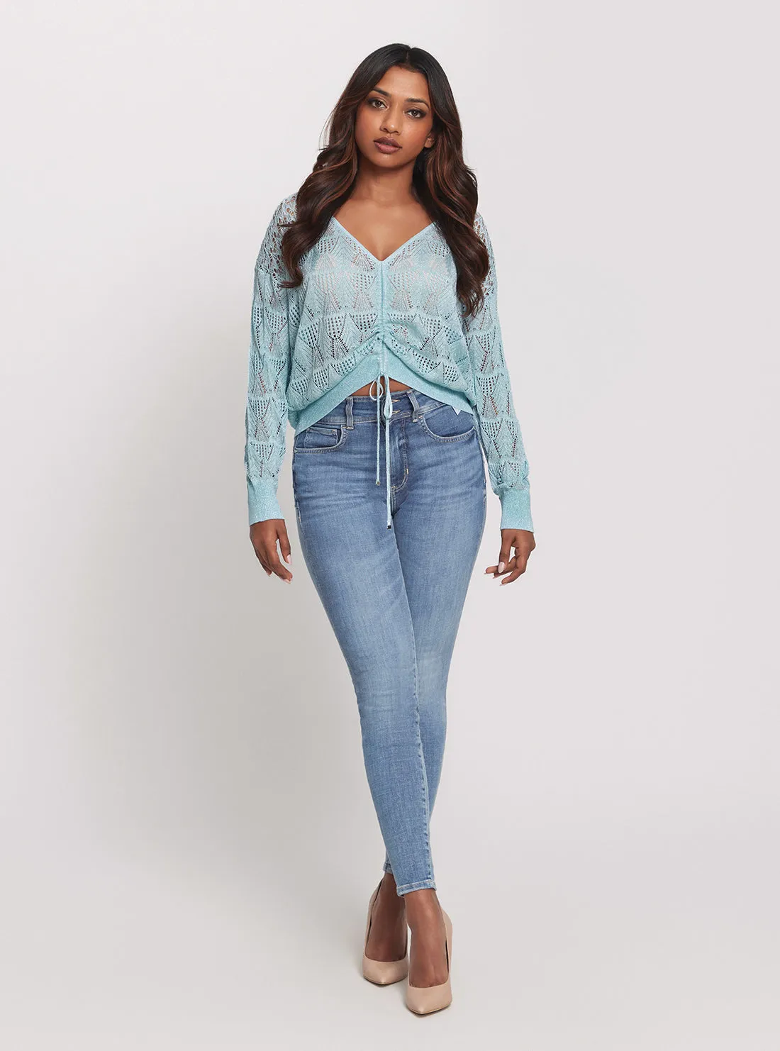 Eco Blue Clarissa Long Sleeve Knit Top