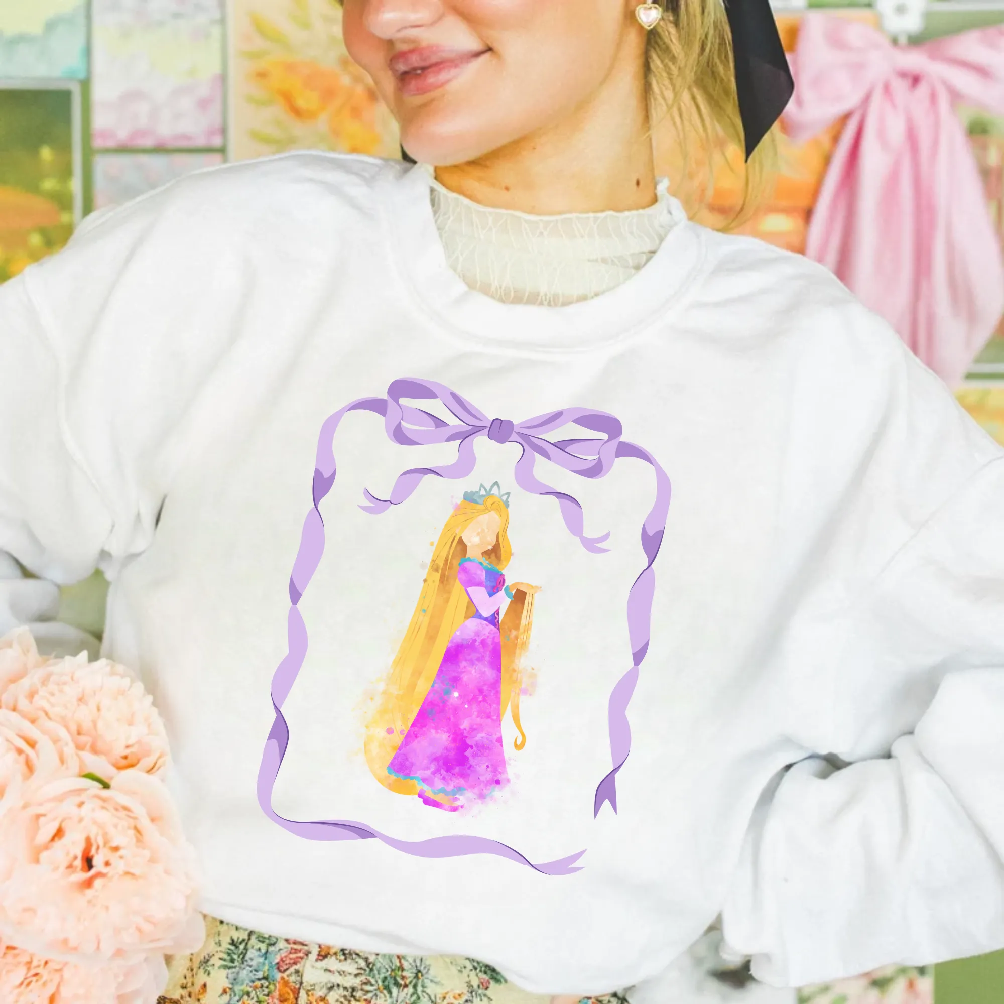 Elegent Purple Dress Princess Crewneck Sweatshirt
