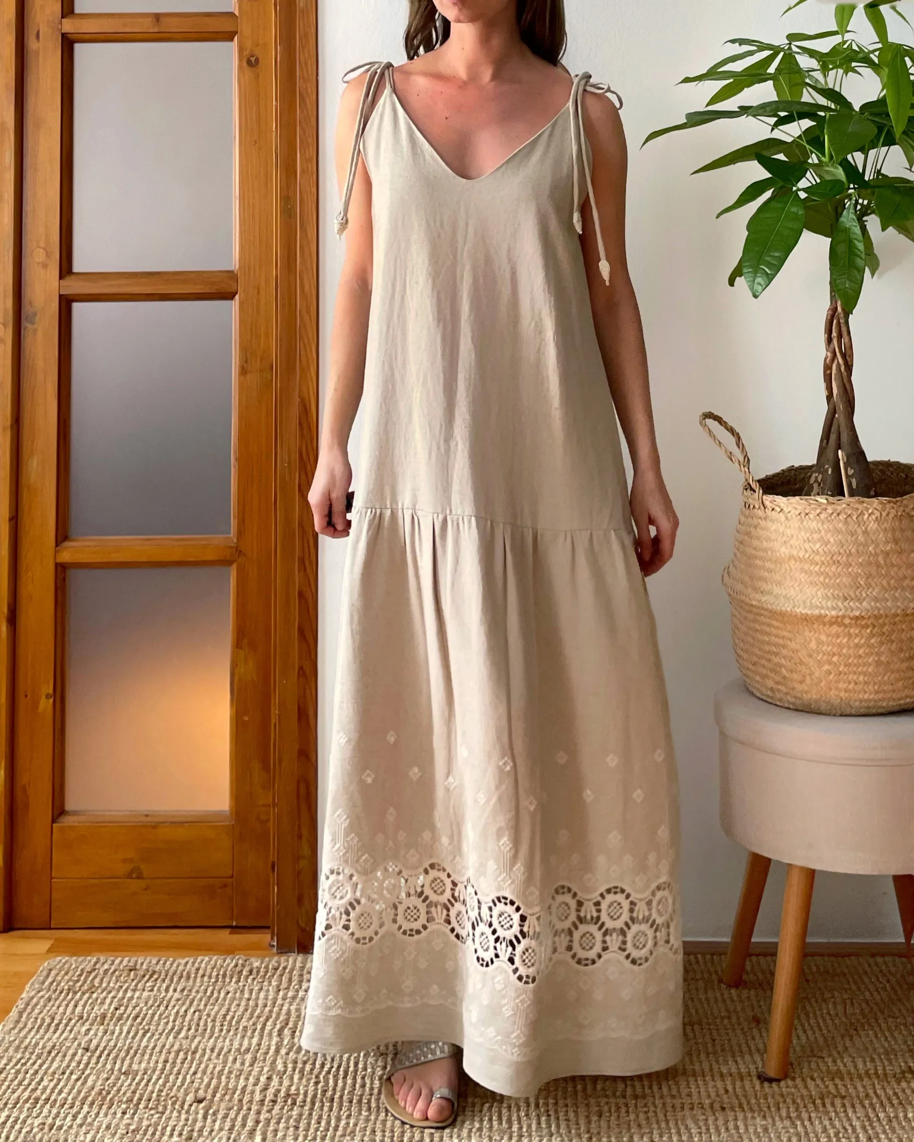 ELI DRESS NATURAL LINEN CANVAS
