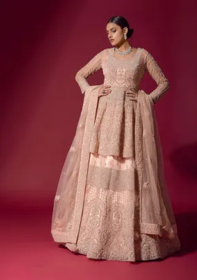 Exquisite Peach Bridal Lehenga with Detailed Embroidery