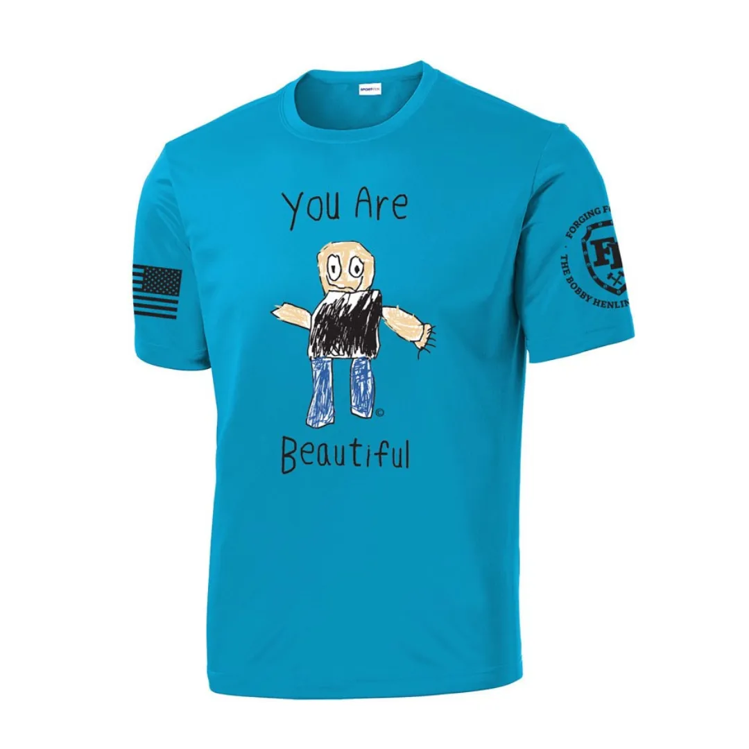 Forging Forward "You Are Beautiful" Atomic Blue Moisture Wicking T-Shirt