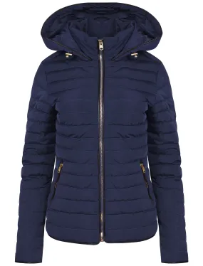 Ginger Quilted Hooded Jacket in Navy - Tokyo Laundry