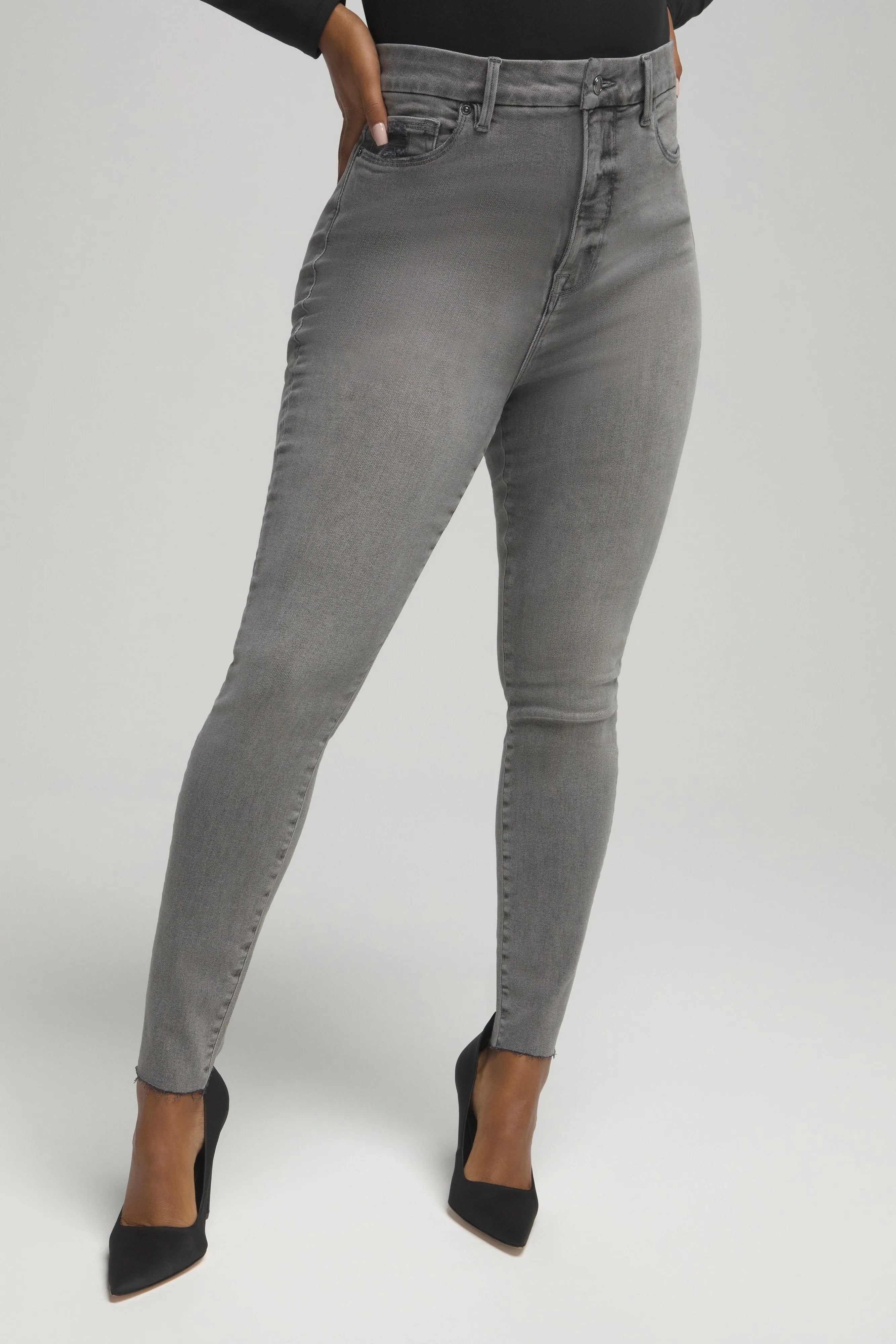GOOD WAIST CROP RAW EDGE | BLACK128