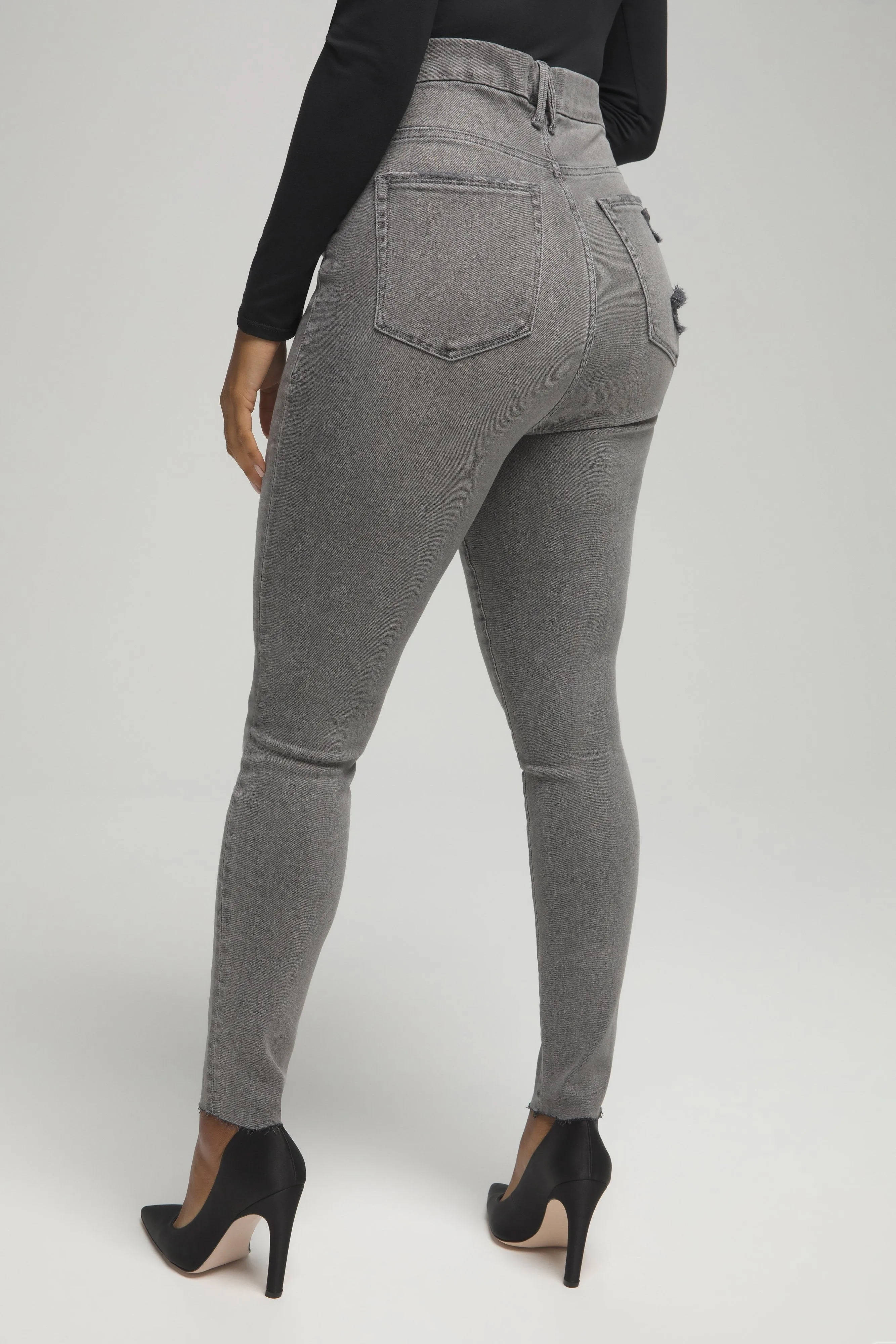 GOOD WAIST CROP RAW EDGE | BLACK128