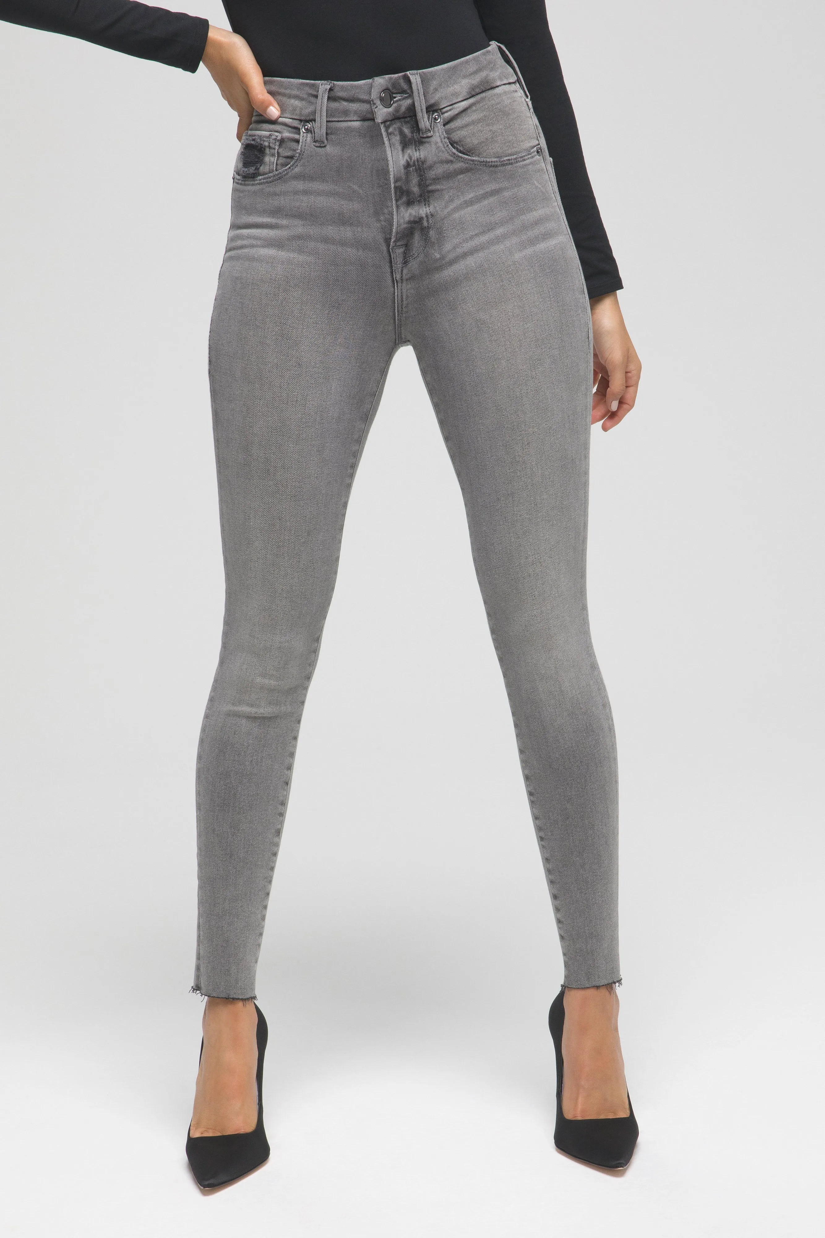 GOOD WAIST CROP RAW EDGE | BLACK128