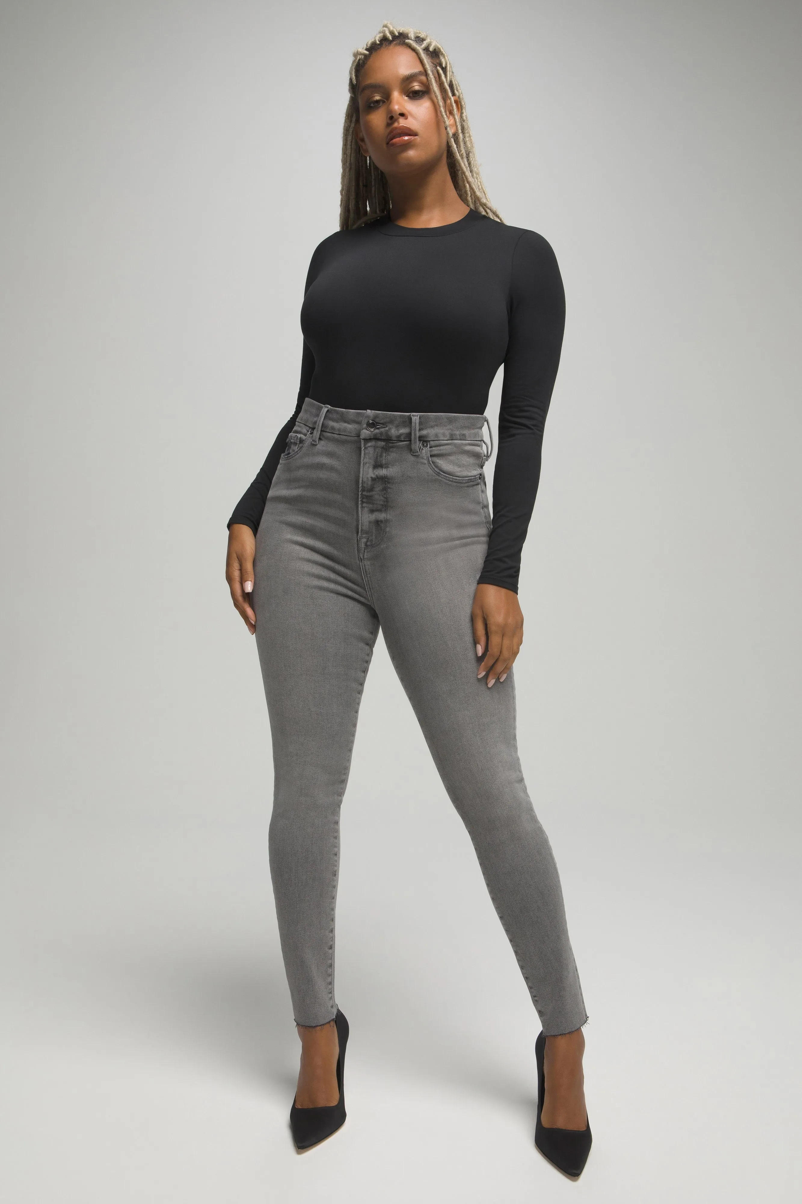 GOOD WAIST CROP RAW EDGE | BLACK128