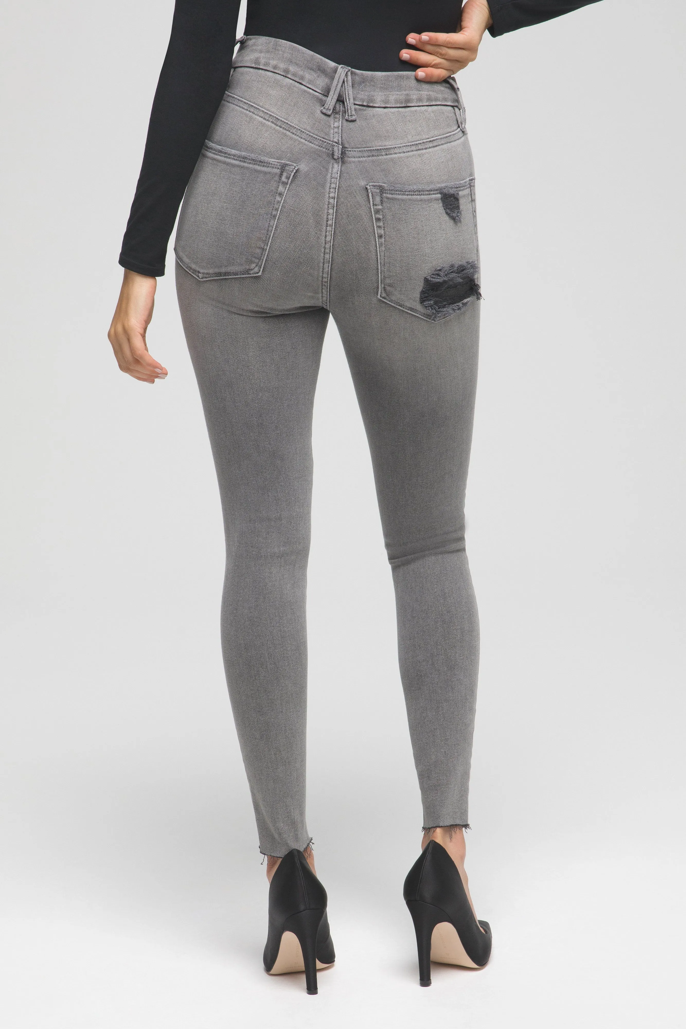 GOOD WAIST CROP RAW EDGE | BLACK128