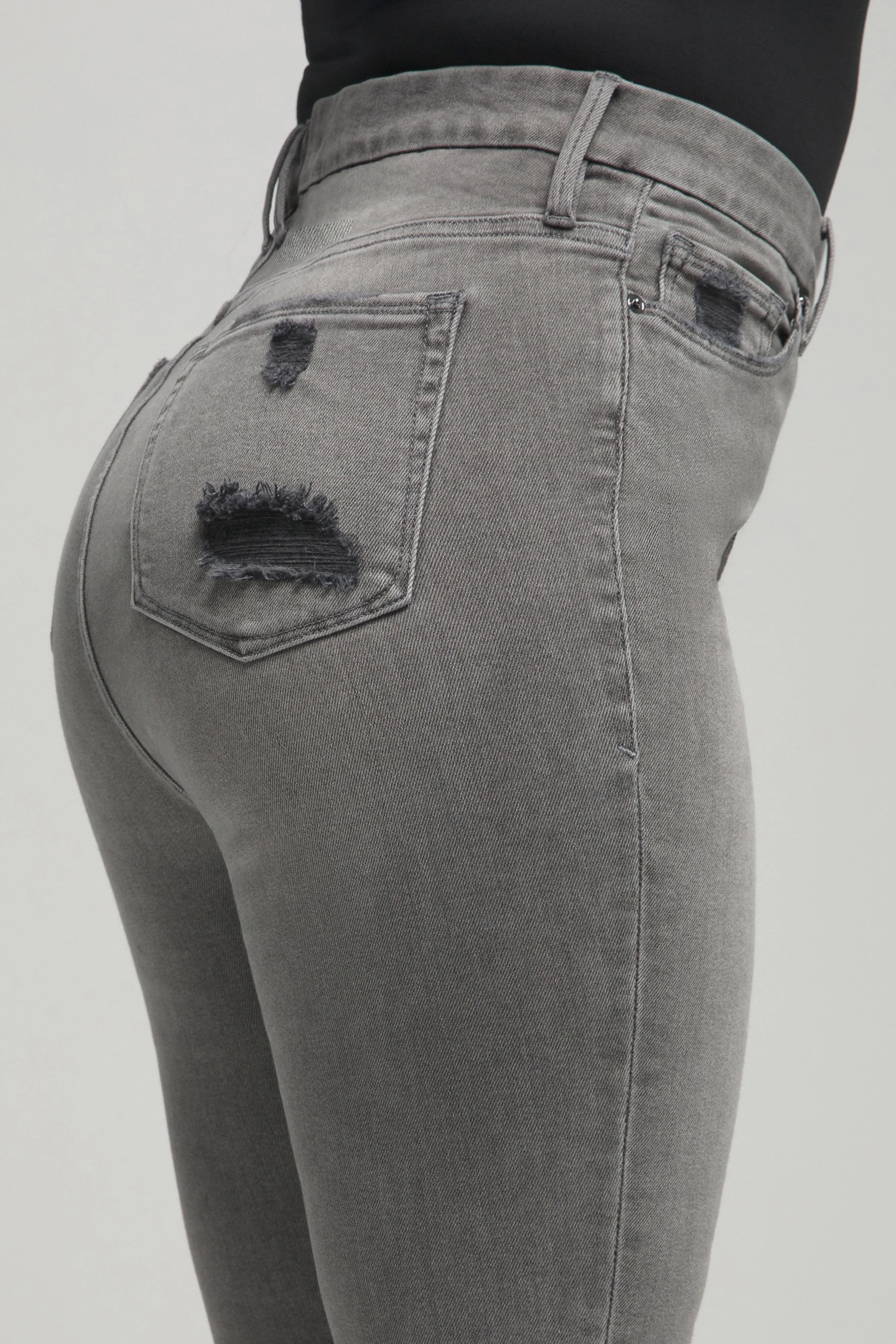 GOOD WAIST CROP RAW EDGE | BLACK128