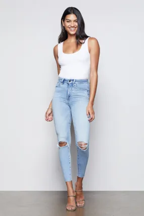 GOOD WAIST CROP RAW EDGE | BLUE352