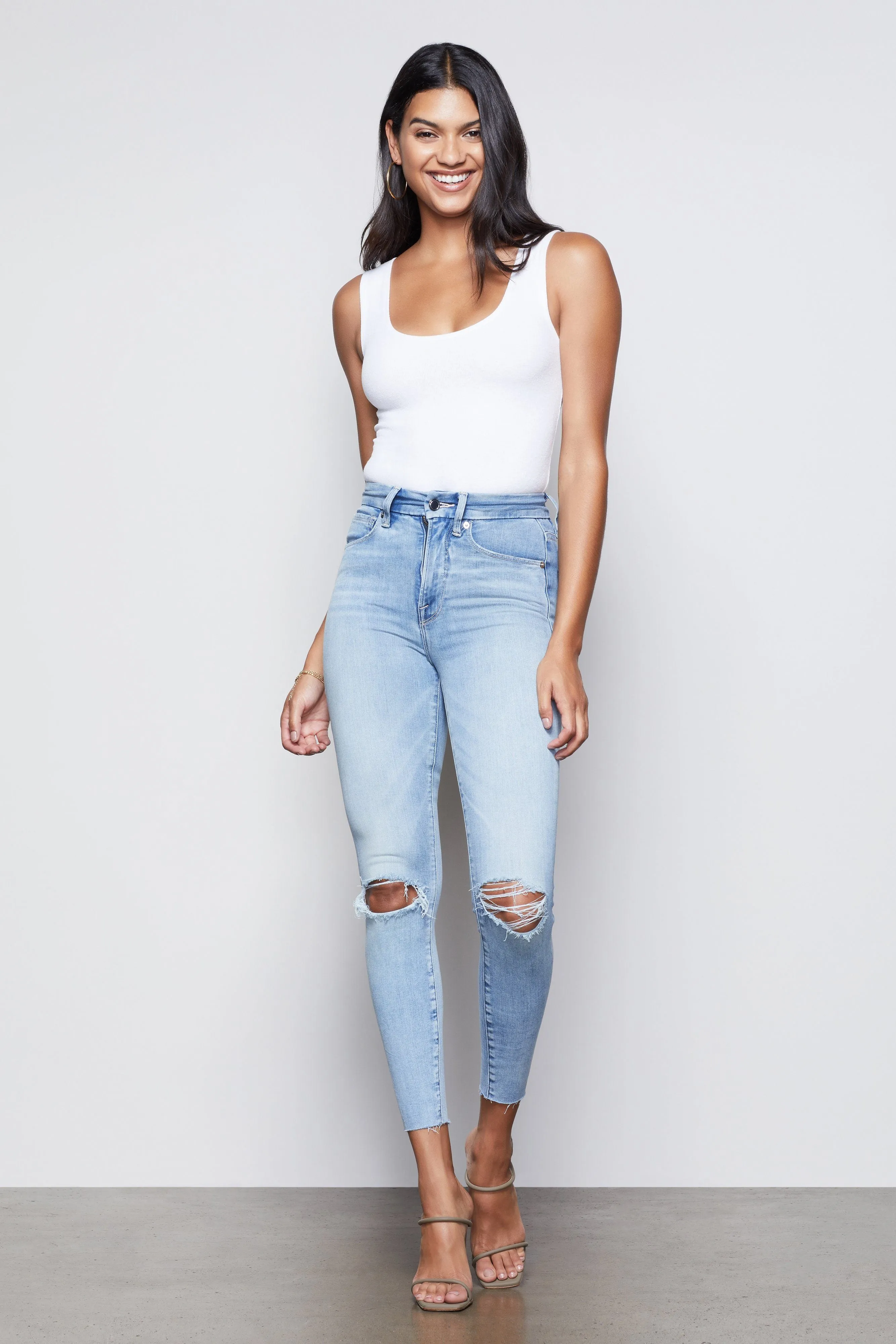 GOOD WAIST CROP RAW EDGE | BLUE352