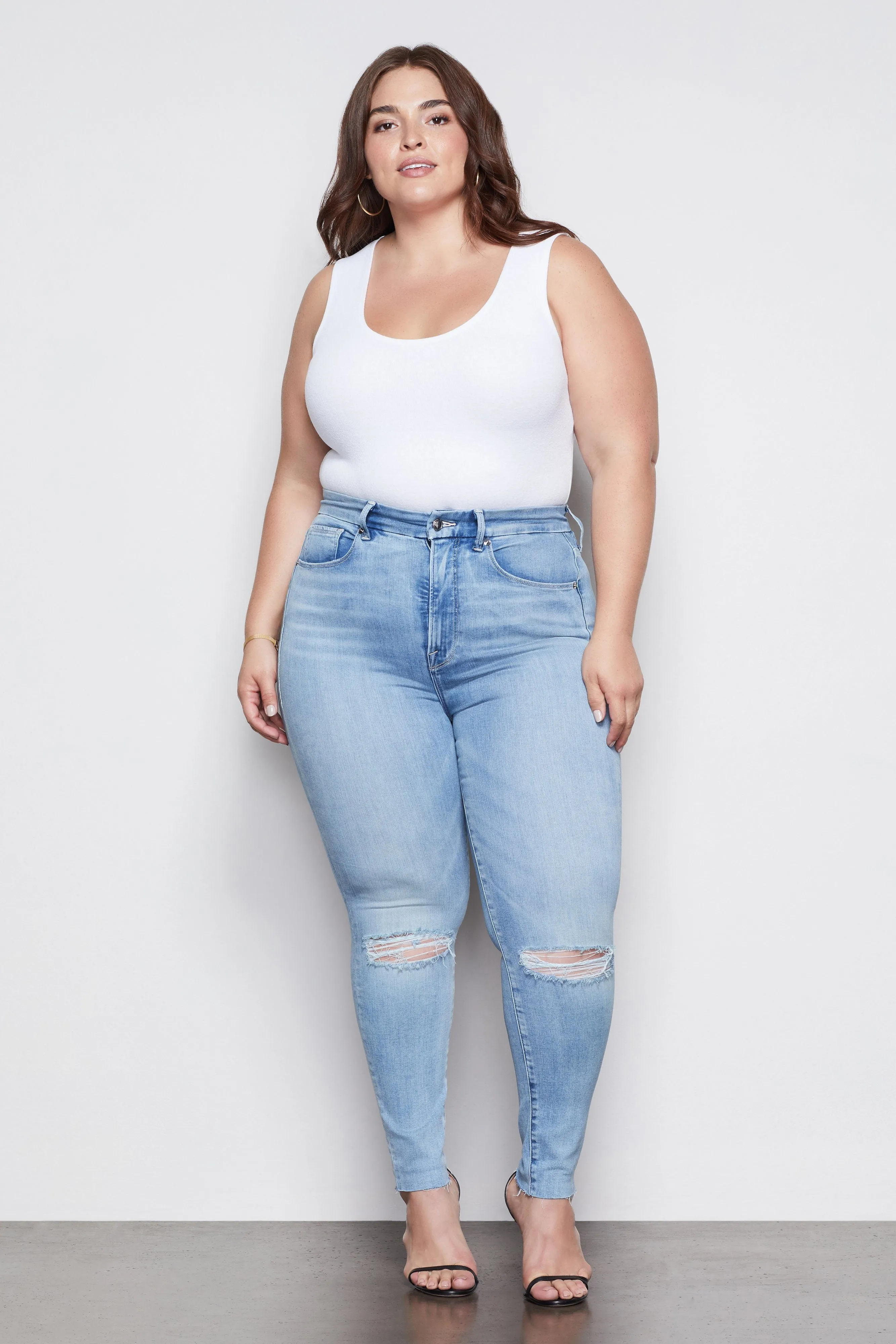 GOOD WAIST CROP RAW EDGE | BLUE352