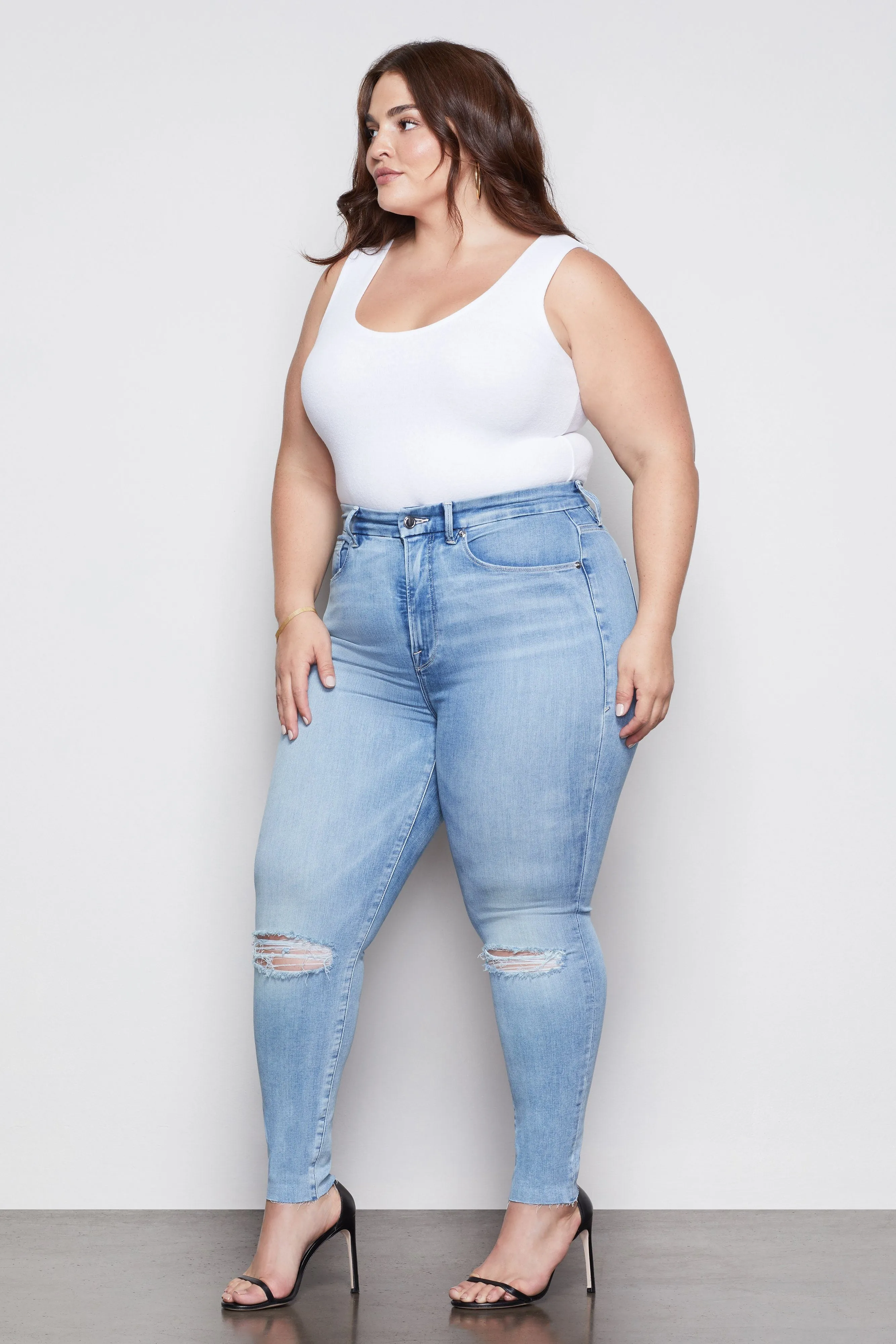 GOOD WAIST CROP RAW EDGE | BLUE352