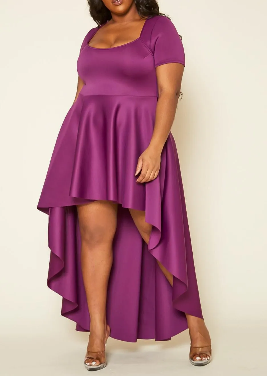 Hi Curvy Plus Size Women Flattering High Low Maxi Dress