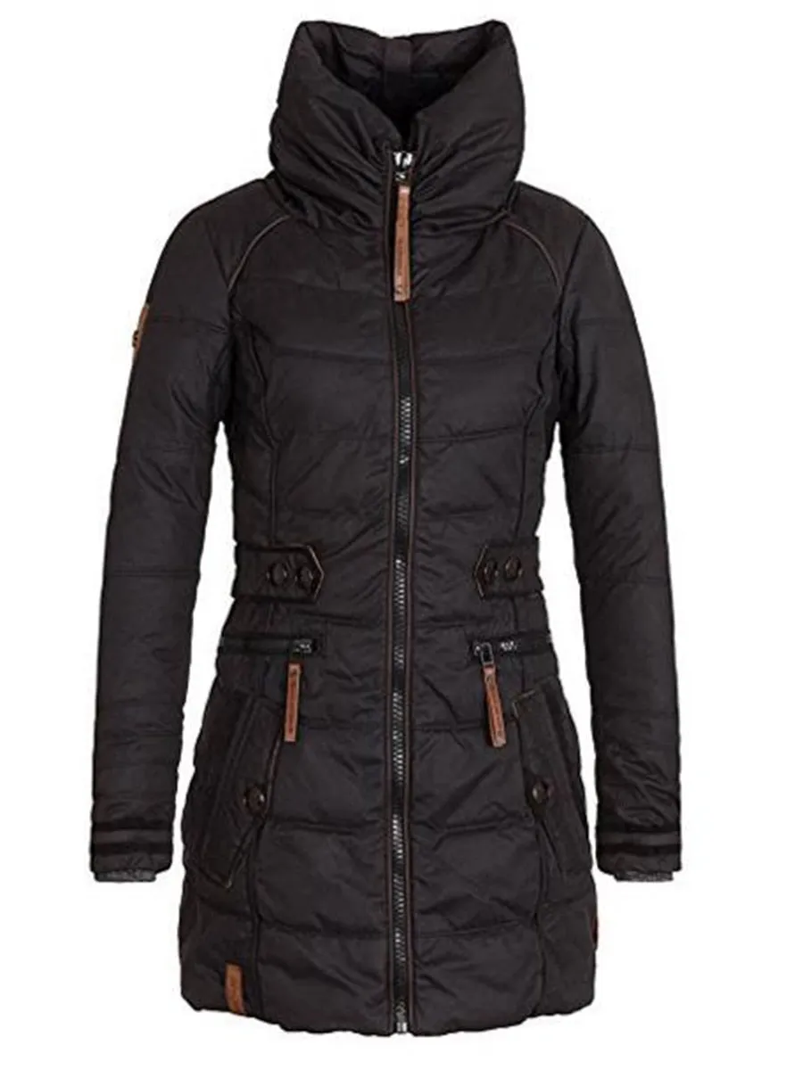 Hot Goth Coats Casual Winter Warm Black Gothic Slim Turtleneck Zipper Solid Pocket Jackets Overcoat