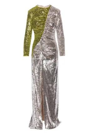 Iman Lime Fusion Sequined Maxi Dress